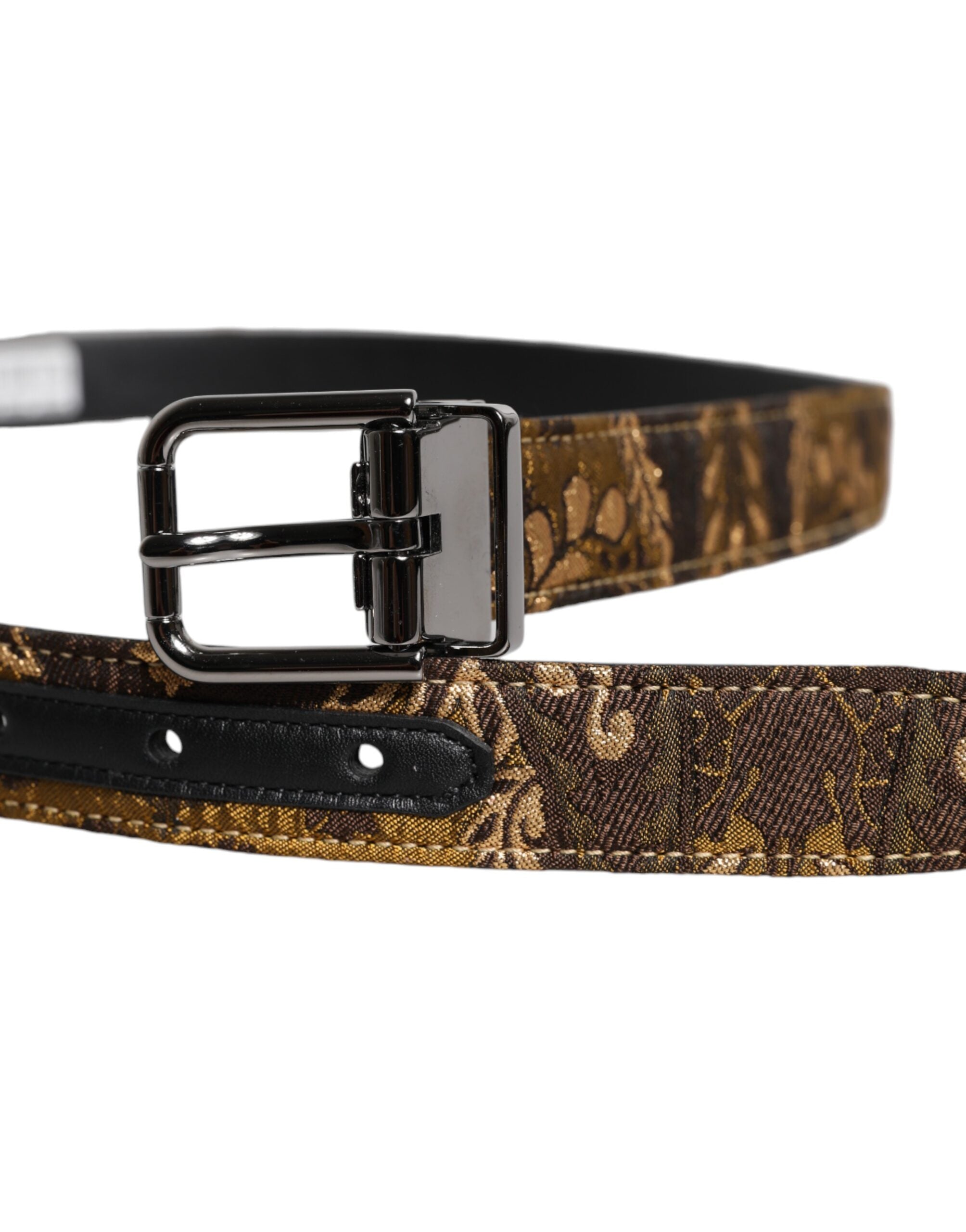 Dolce & Gabbana Multicolor Jacquard Leather Logo Buckle Men's Belt (Pre-Owned)