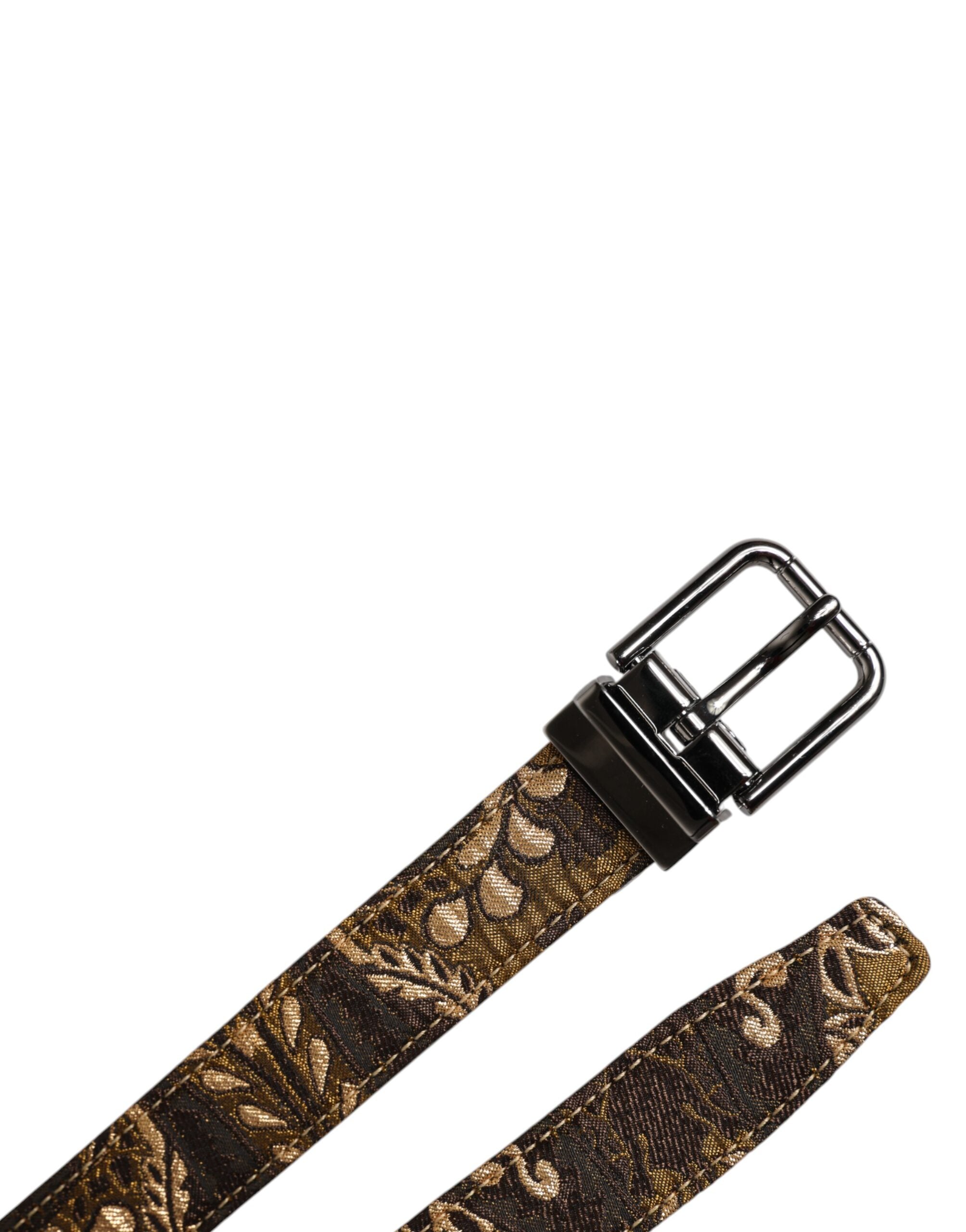 Dolce & Gabbana Multicolor Jacquard Leather Logo Buckle Men's Belt (Pre-Owned)