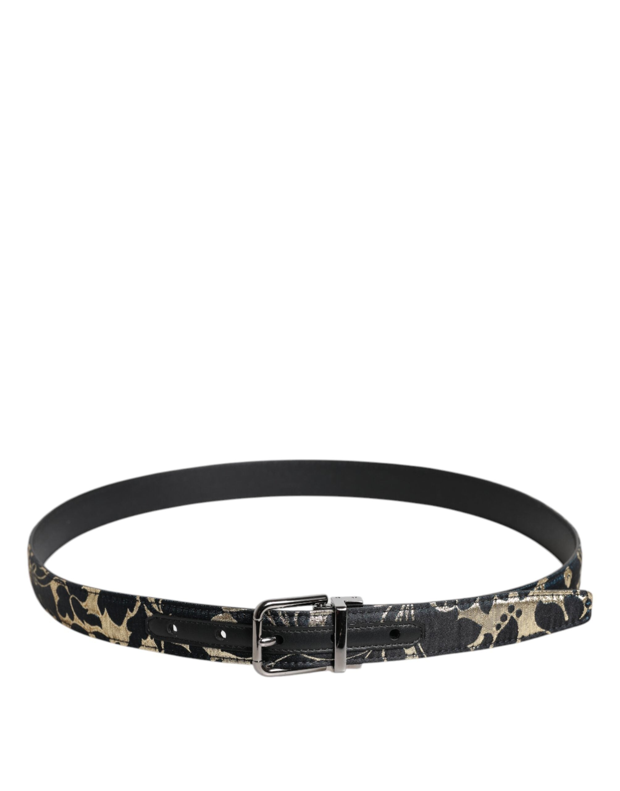 Dolce & Gabbana Multicolor Jacquard Leather Logo Buckle Men's Belt (Pre-Owned)