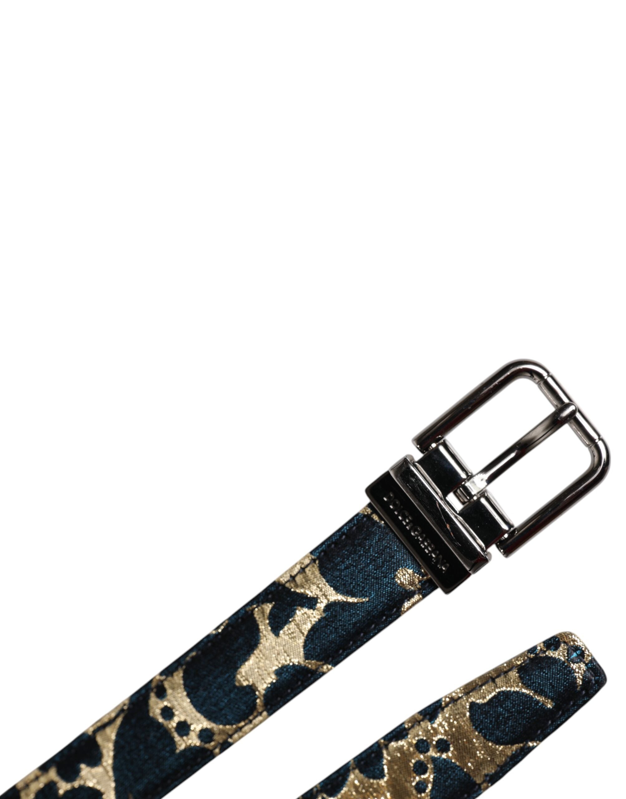 Dolce & Gabbana Multicolor Jacquard Leather Logo Buckle Men's Belt (Pre-Owned)