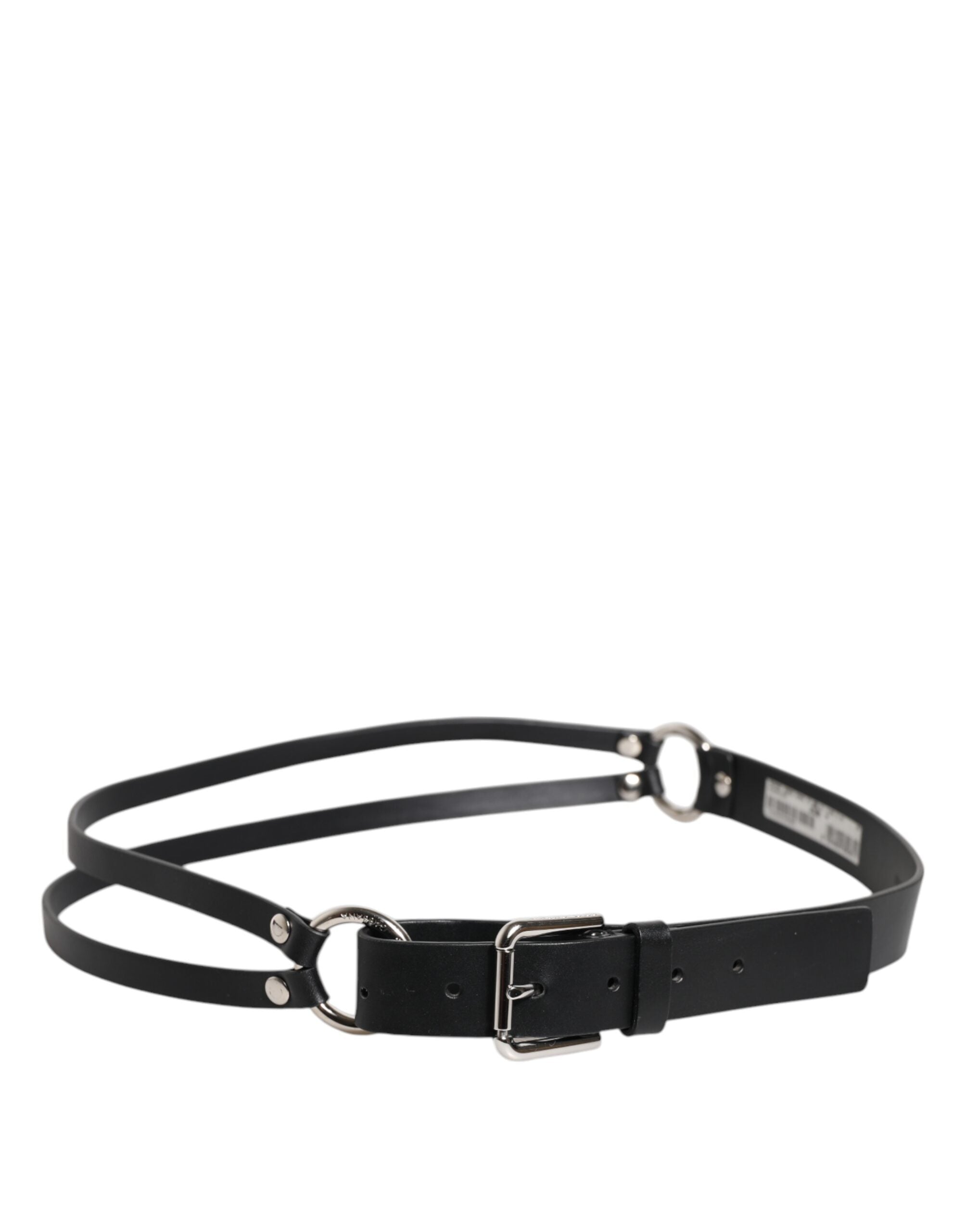 Dolce & Gabbana Black Leather Classic Metal Logo Buckle Men's Belt (Pre-Owned)
