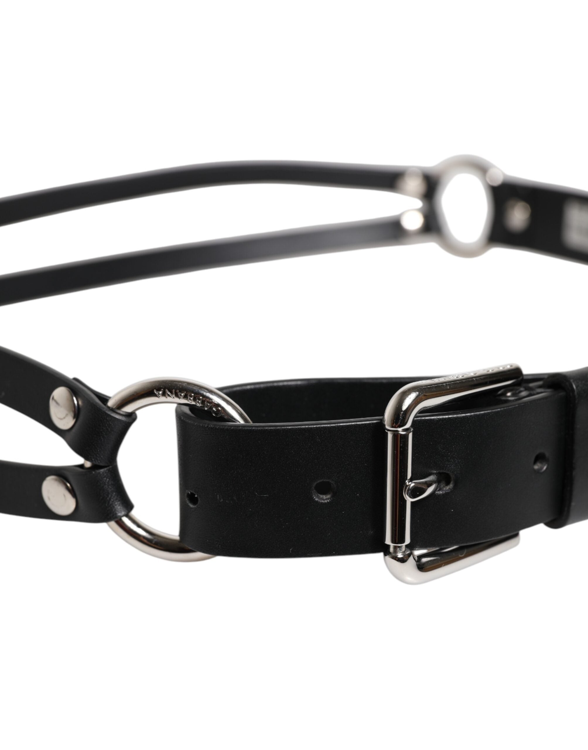 Dolce & Gabbana Black Leather Classic Metal Logo Buckle Men's Belt (Pre-Owned)