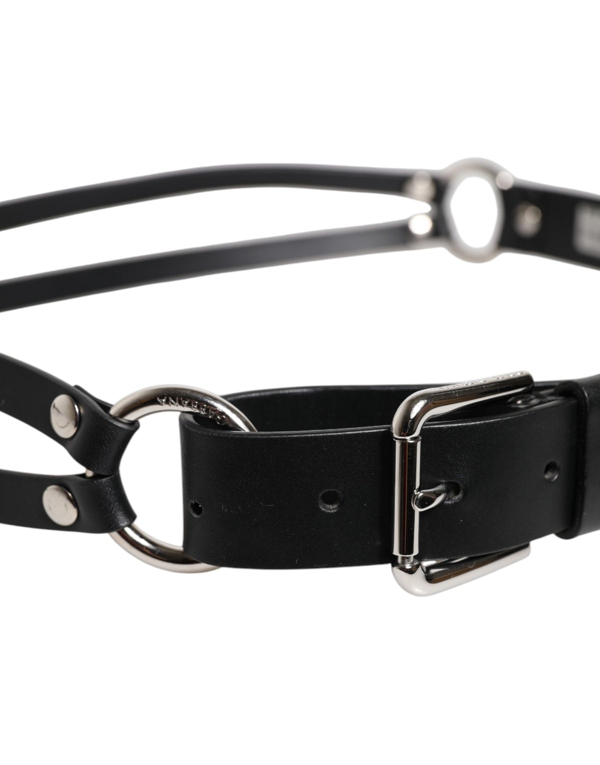 Dolce & Gabbana Black Leather Classic Metal Logo Buckle Men's Belt (Pre-Owned)