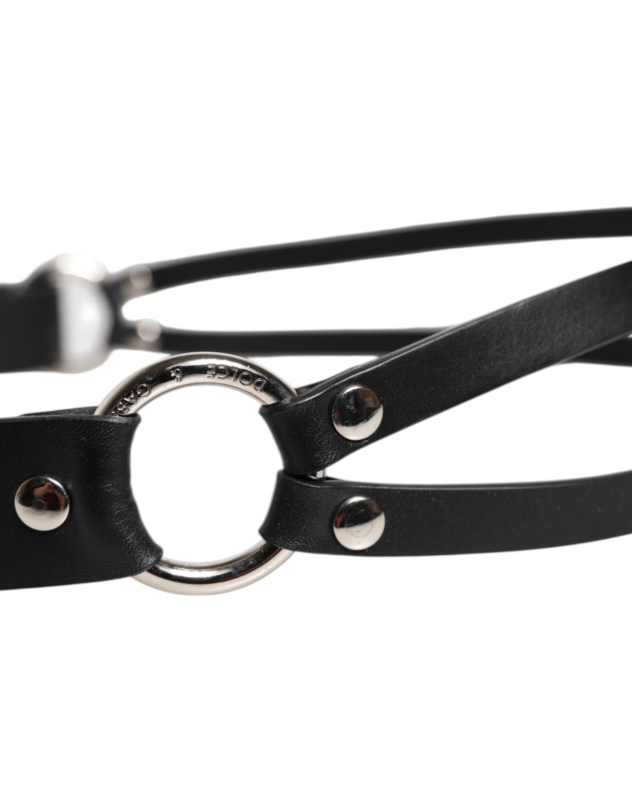 Dolce & Gabbana Black Leather Classic Metal Logo Buckle Men's Belt (Pre-Owned)