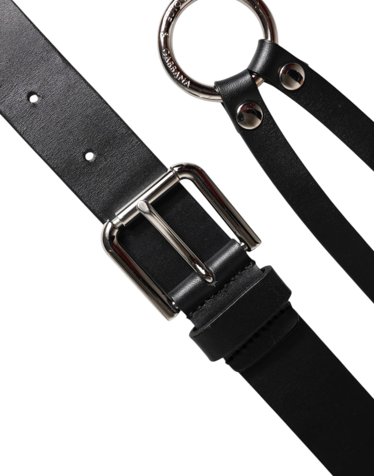 Dolce & Gabbana Black Leather Classic Metal Logo Buckle Men's Belt (Pre-Owned)