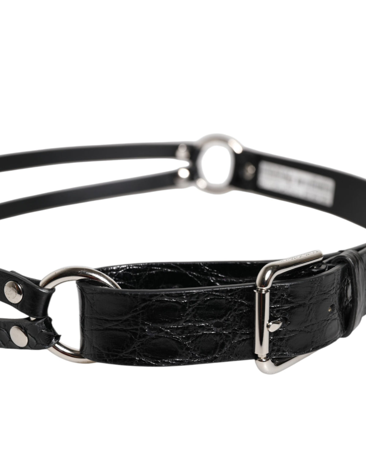 Dolce & Gabbana Black Exotic Leather Metal Logo Buckle Men's Belt (Pre-Owned)
