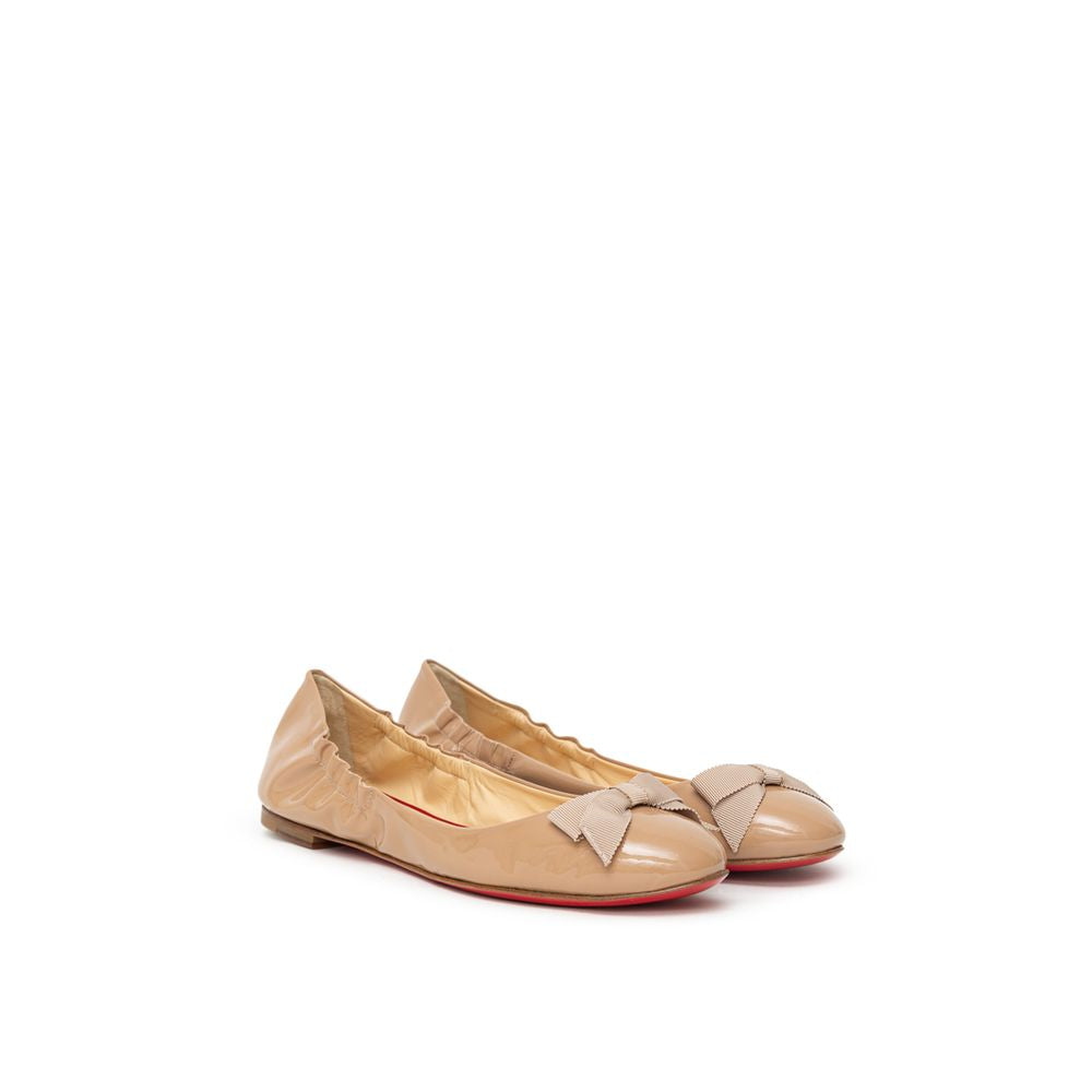 Christian Louboutin Beige Patent Leather Ballet Women's Flat