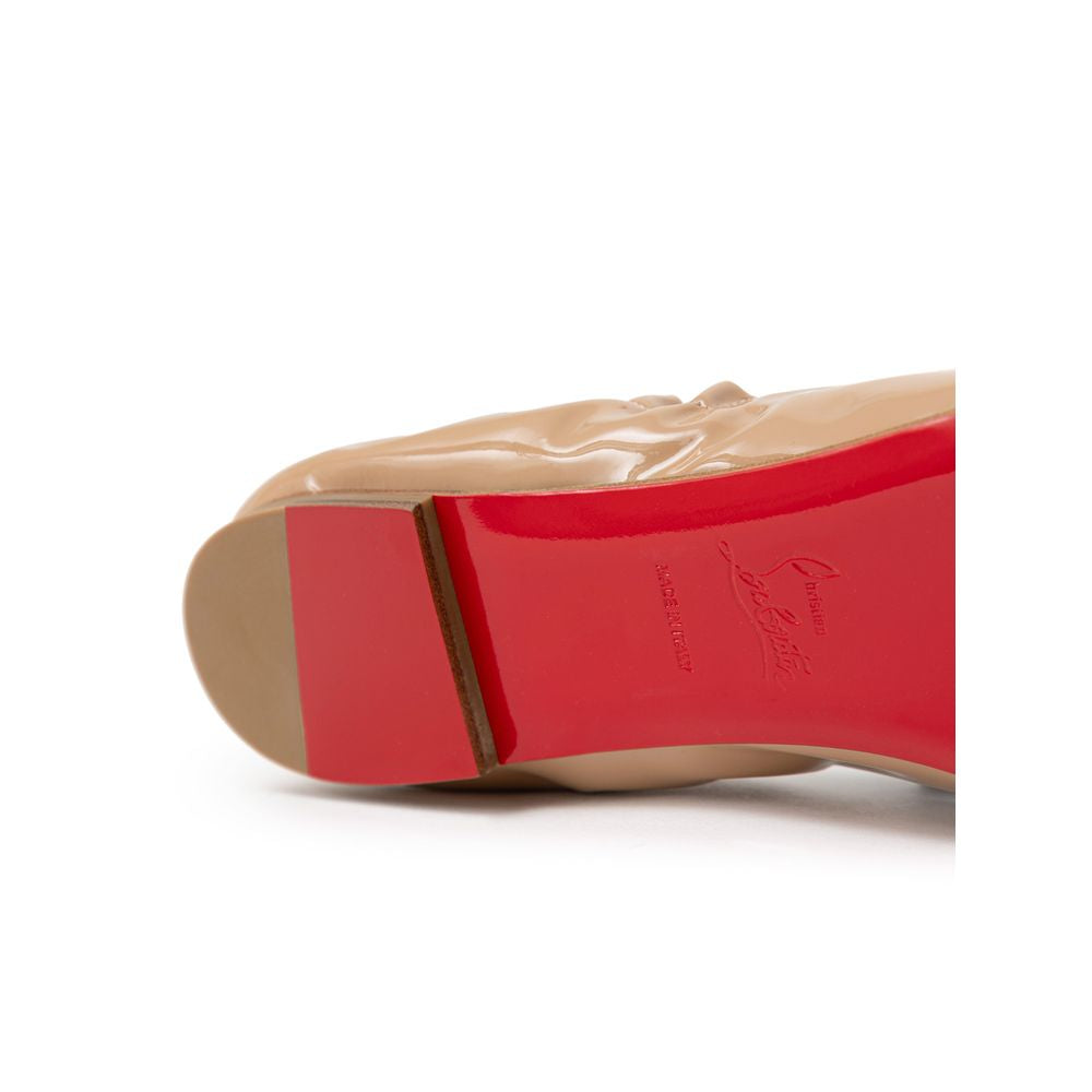 Christian Louboutin Beige Patent Leather Ballet Women's Flat