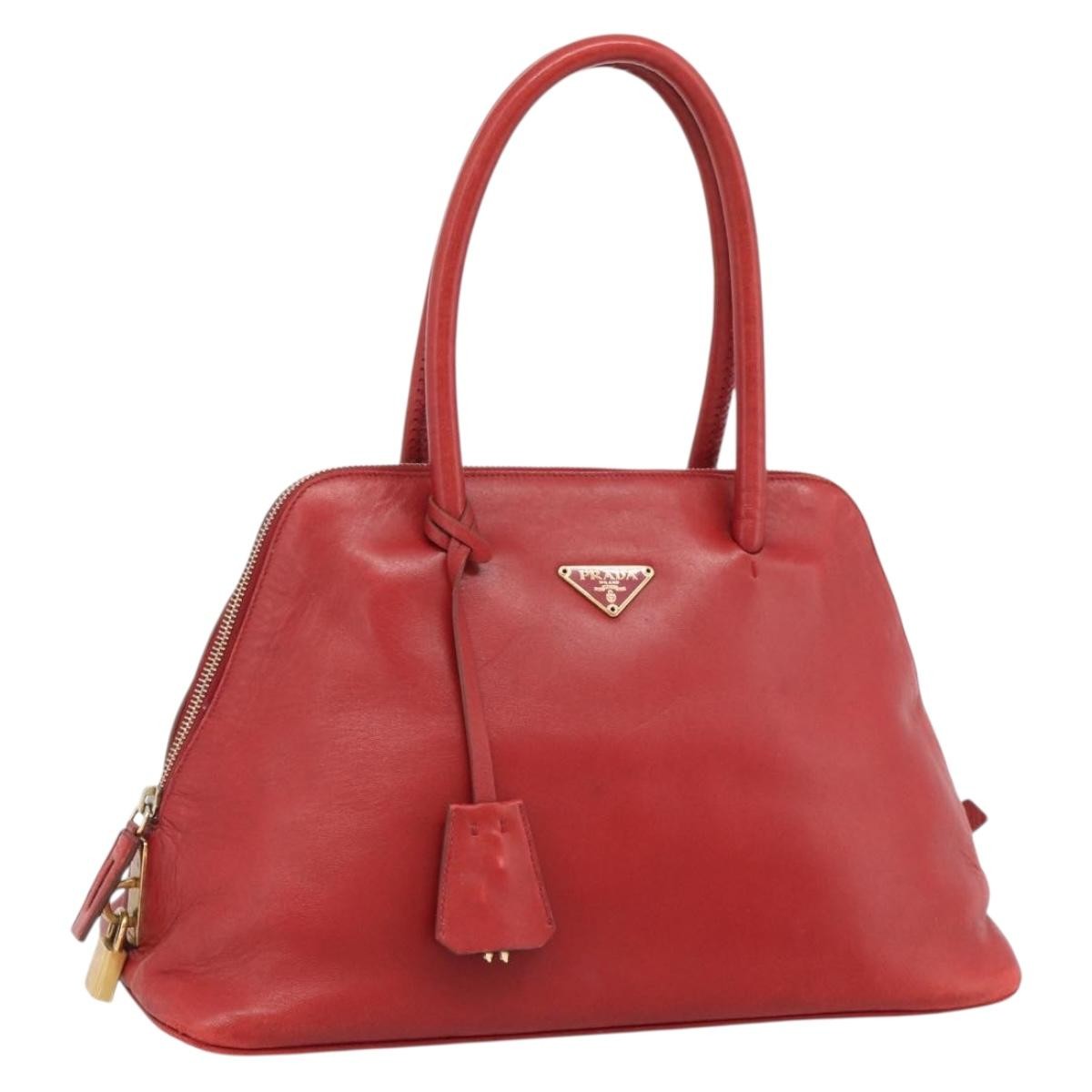 Prada Promenade Saffiano Leather Red Leather Handbag (Pre-Owned)