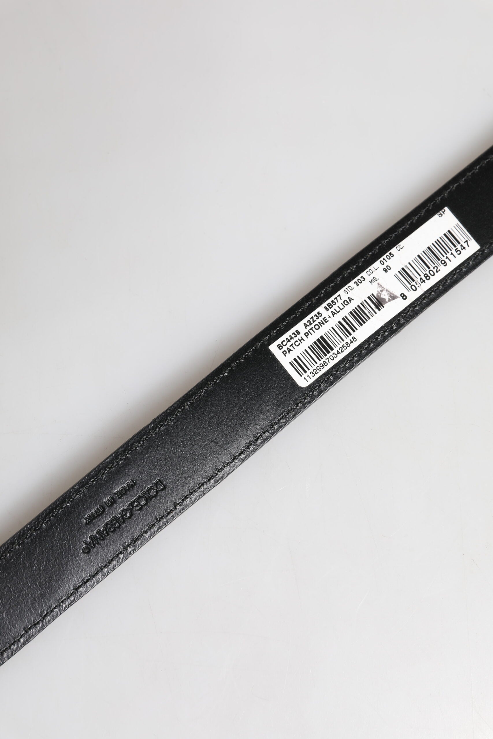 Dolce & Gabbana Black Exotic Leather Metal Logo Buckle Men's Belt