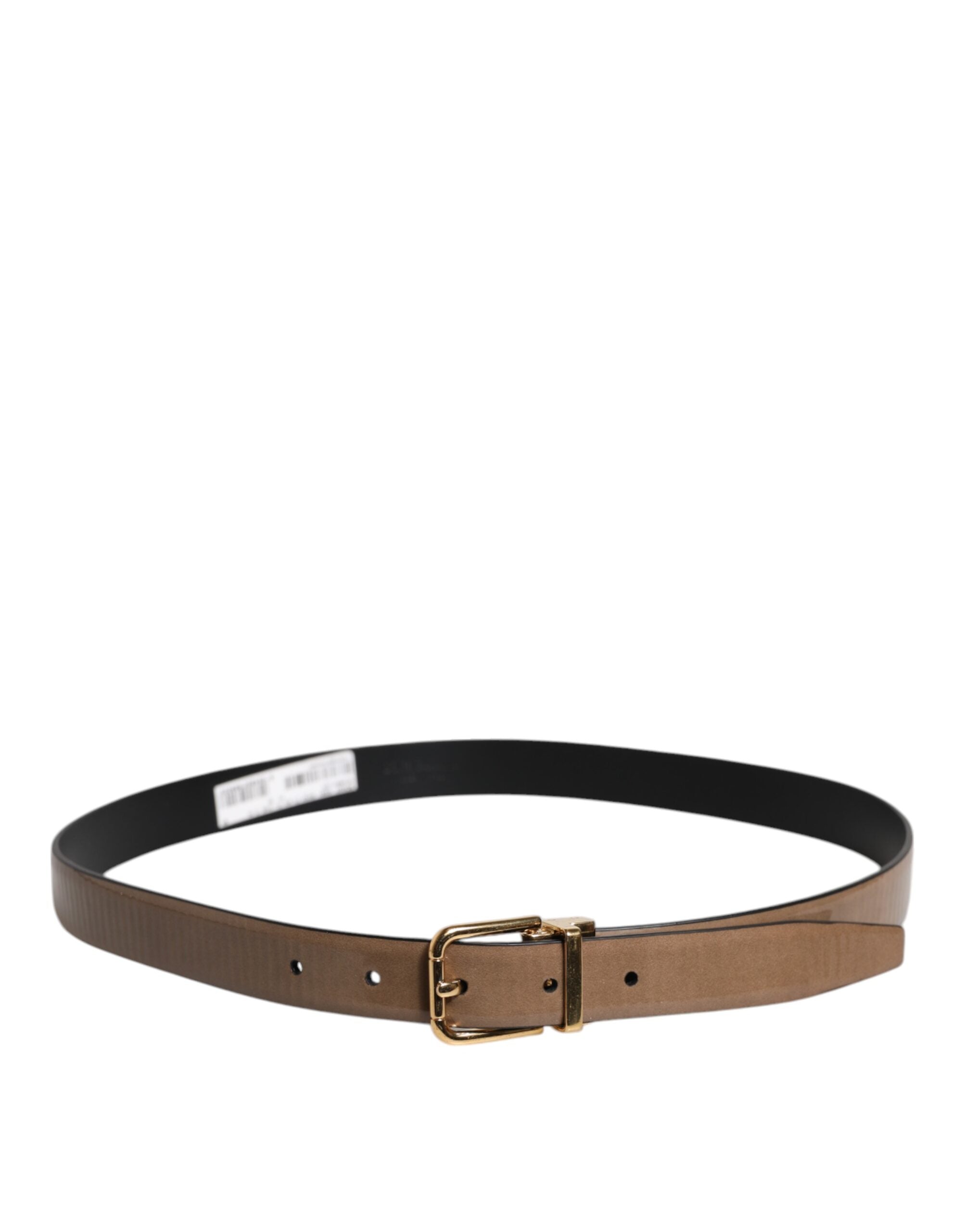 Dolce & Gabbana Brown Leather Classic Metal Logo Buckle Men's Belt (Pre-Owned)