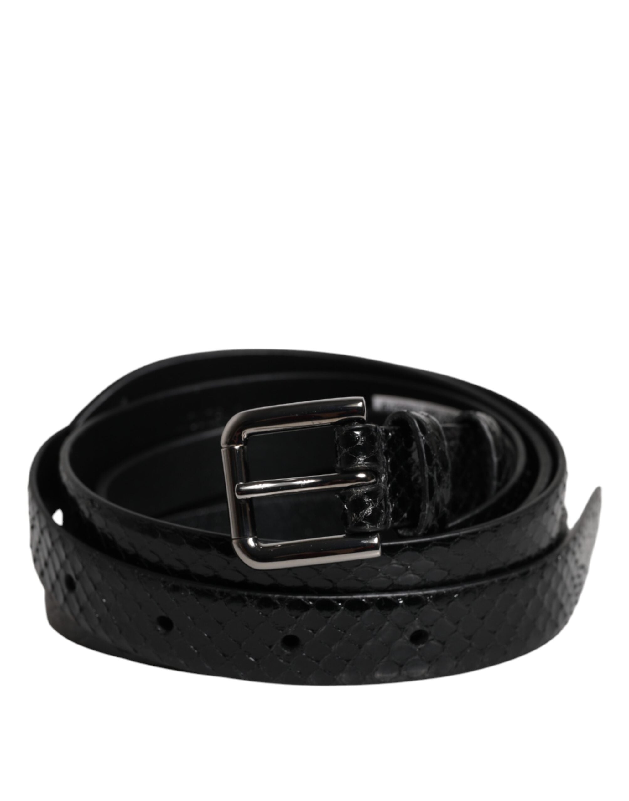 Dolce & Gabbana Black Leather Classic Metal Logo Buckle Men's Belt (Pre-Owned)