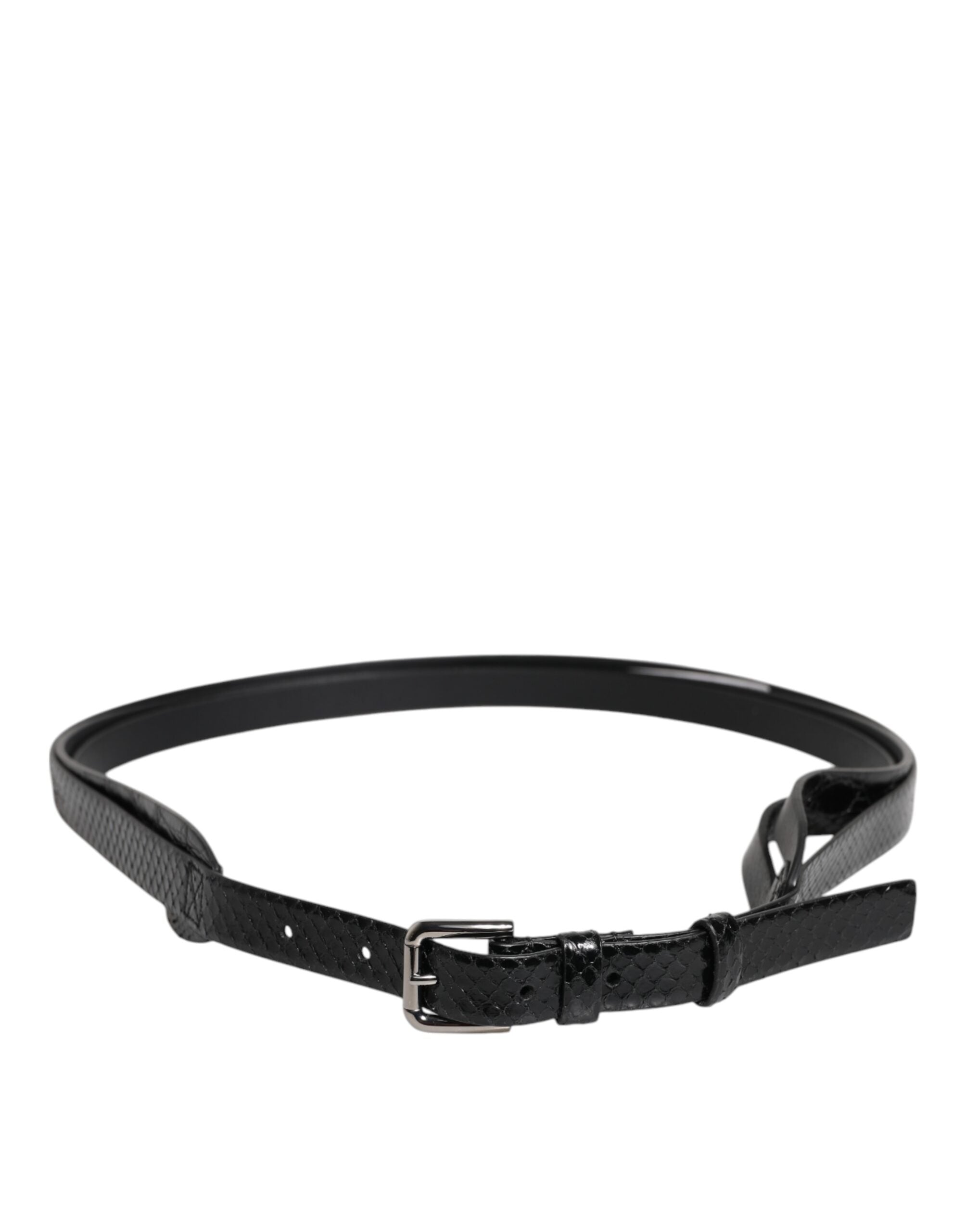 Dolce & Gabbana Black Leather Classic Metal Logo Buckle Men's Belt (Pre-Owned)