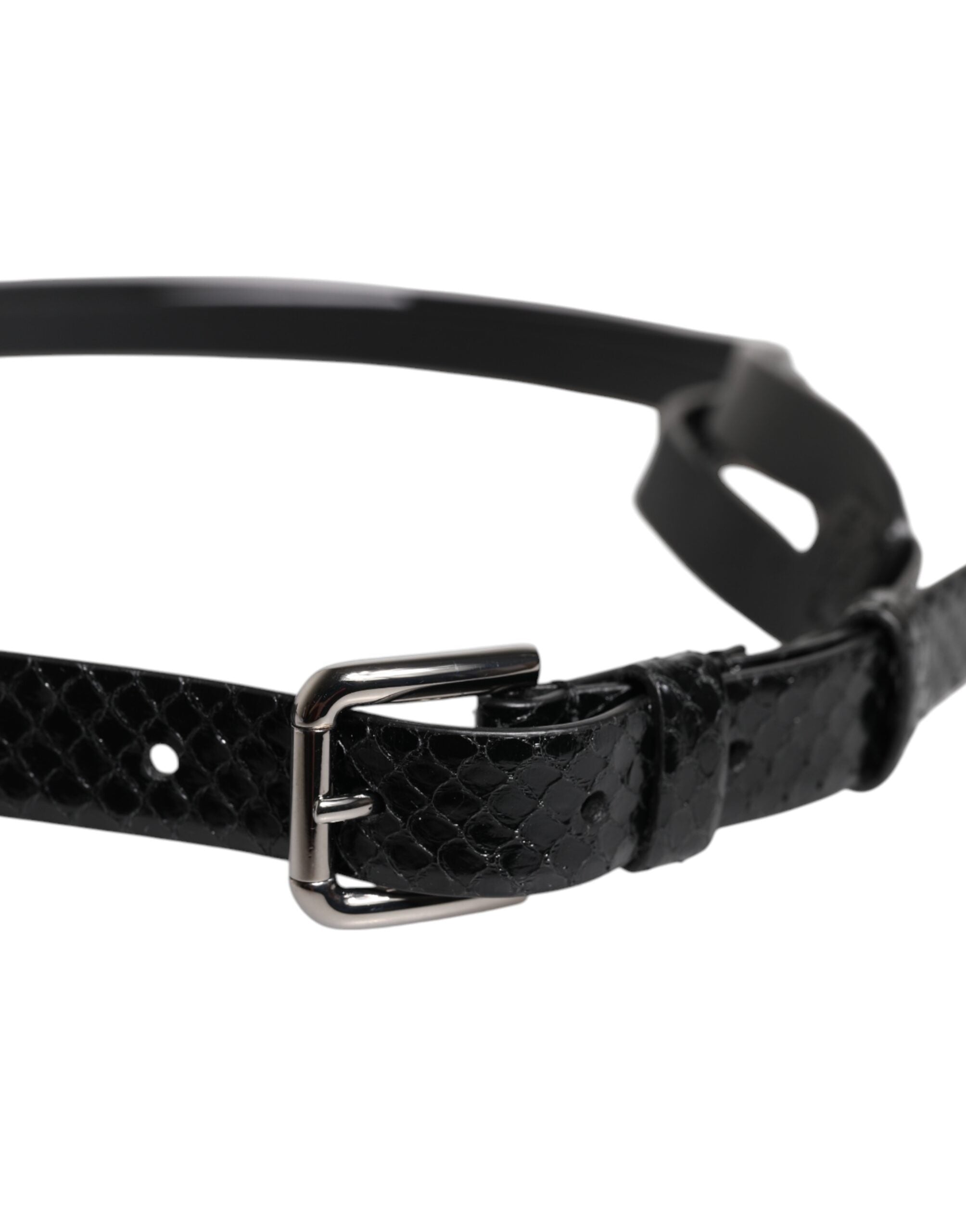 Dolce & Gabbana Black Leather Classic Metal Logo Buckle Men's Belt (Pre-Owned)