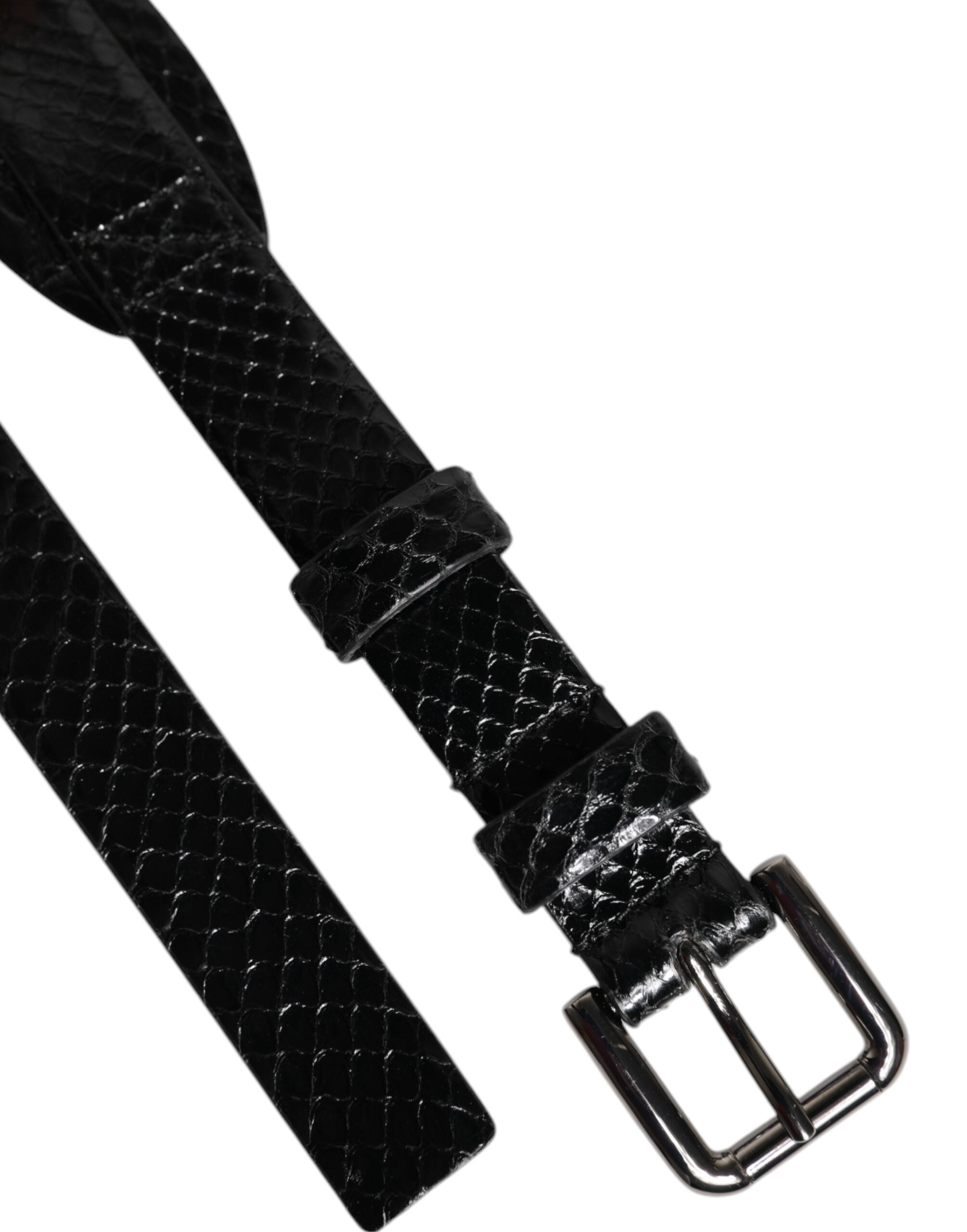 Dolce & Gabbana Black Leather Classic Metal Logo Buckle Men's Belt (Pre-Owned)