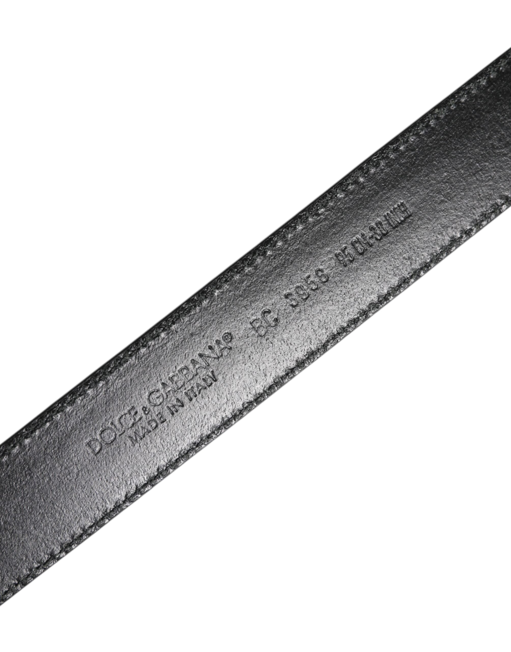 Dolce & Gabbana Black Brown Leather Classic Metal Buckle Men's Belt