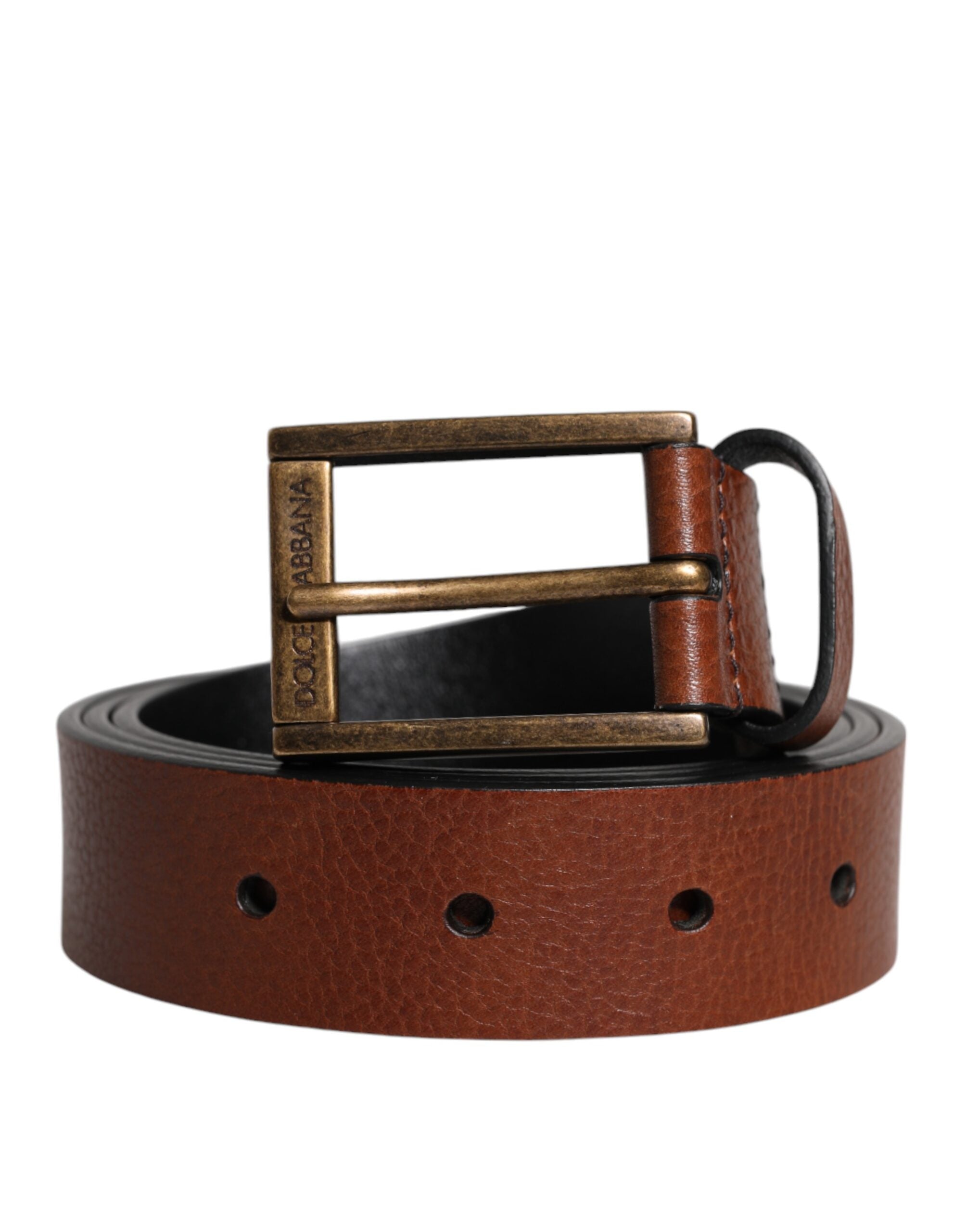 Dolce \u0026 Gabbana Brown Calf Leather Classic Metal Buckle Belt 105 cm / 42 Inches, image size:2008x2560