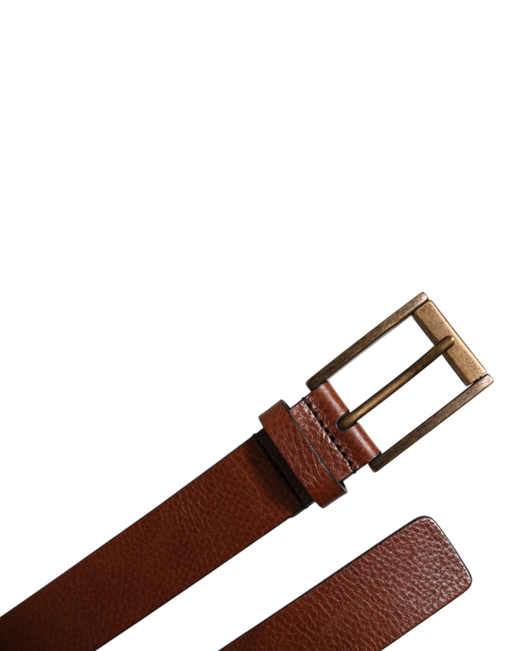 Dolce & Gabbana Brown Calf Leather Classic Metal Buckle Men's Belt