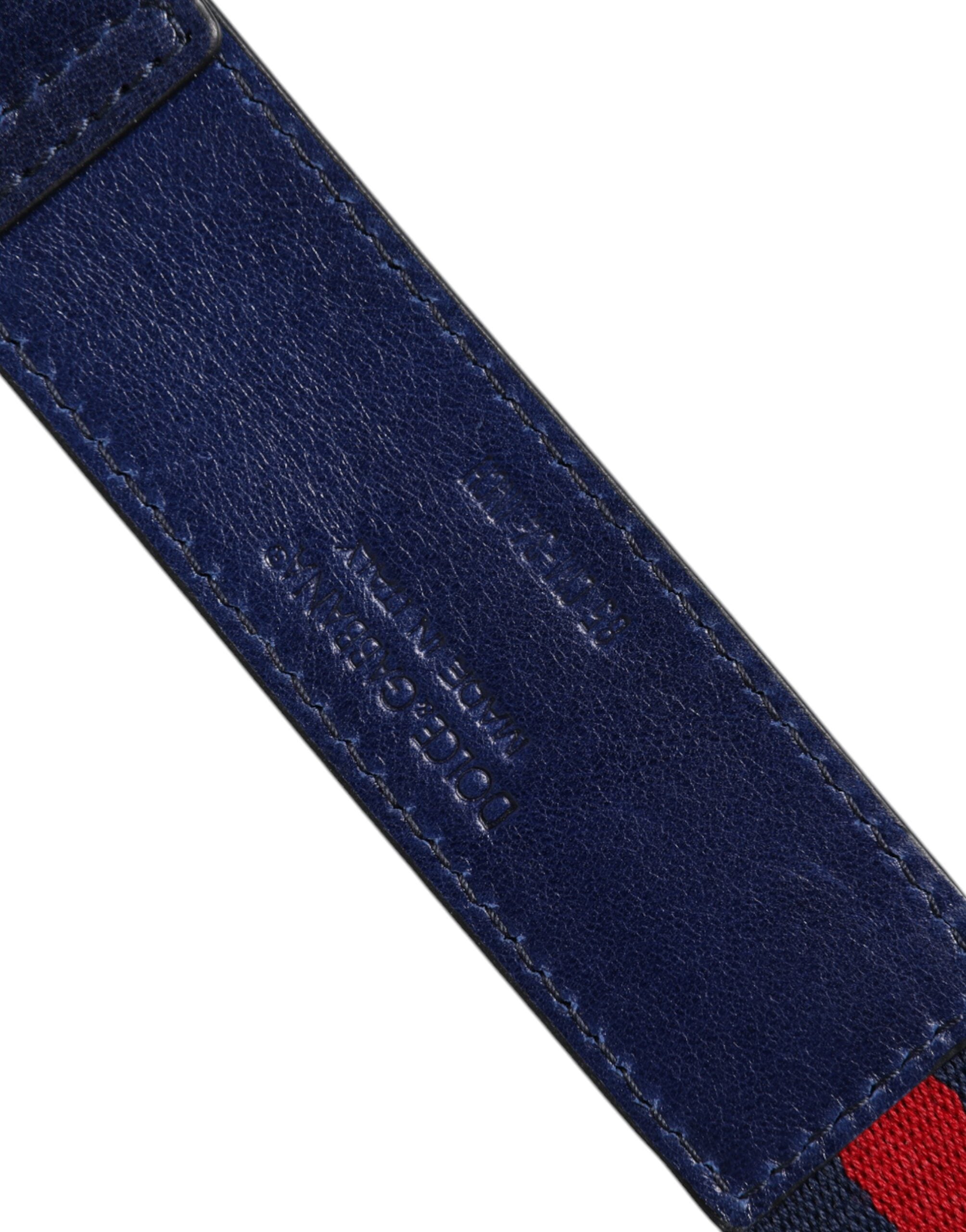 Dolce & Gabbana Blue Cotton Leather Printed Metal Buckle Men's Belt
