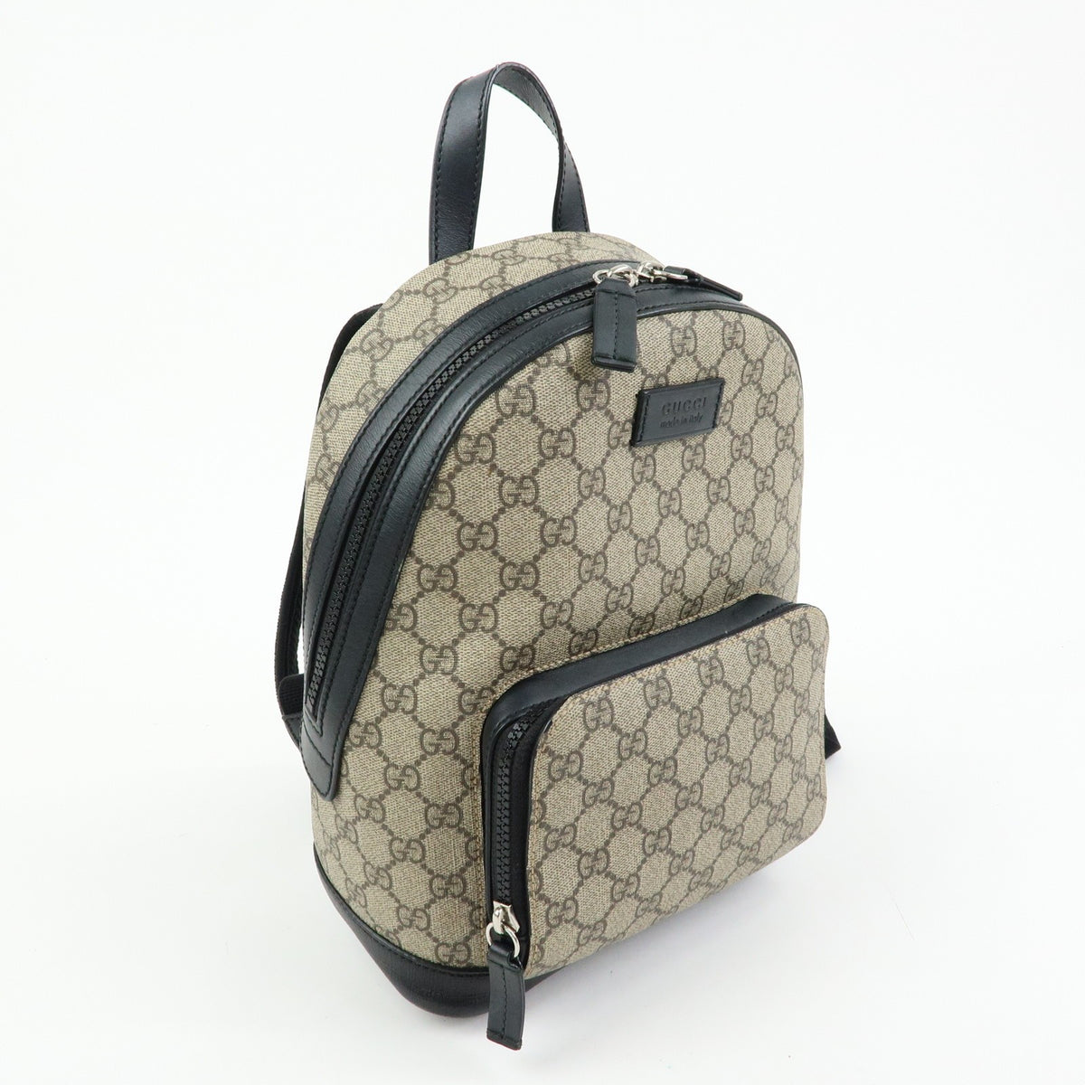 Gucci Zip Pocket Gg Coated Canvas Beige Canvas Backpack Bag (Pre-Owned)