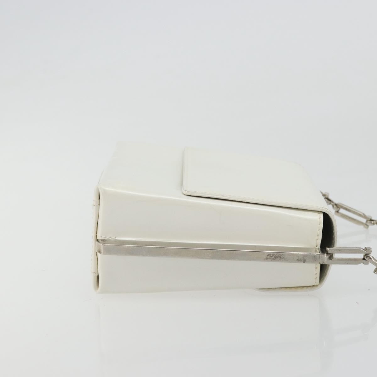 Salvatore Ferragamo Vintage Chain Patent Leather White Patent_Leather Shoulder Bag Bag (Pre-Owned)