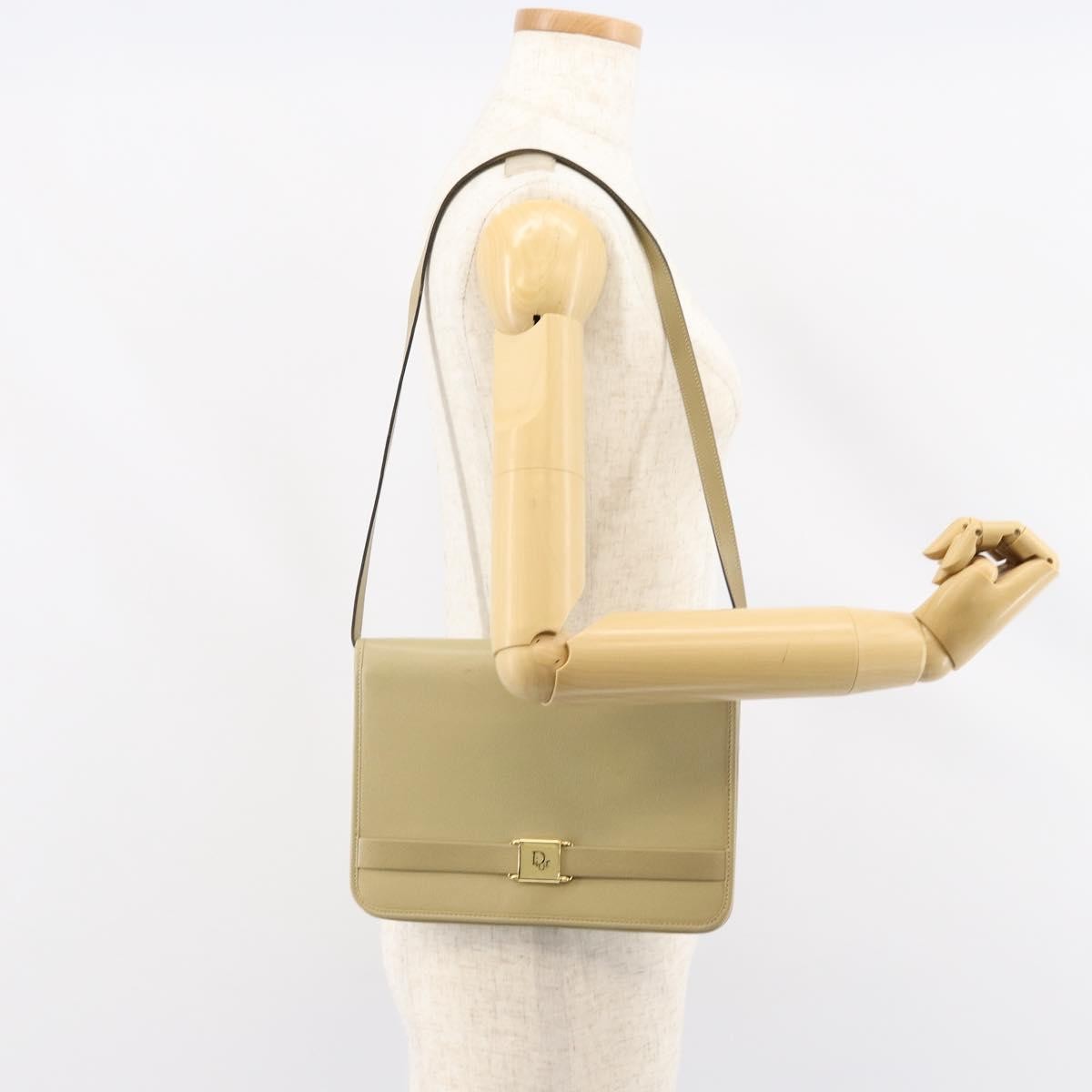 Christian Dior Vintage Leather Beige Leather Shoulder Bag Bag (Pre-Owned)