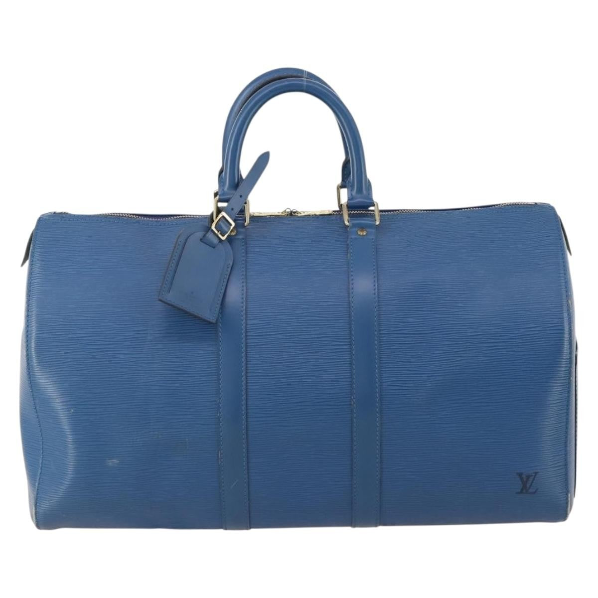 Louis Vuitton Keepall Epi Leather Blue Leather Travel Bag Bag (Pre-Owned)