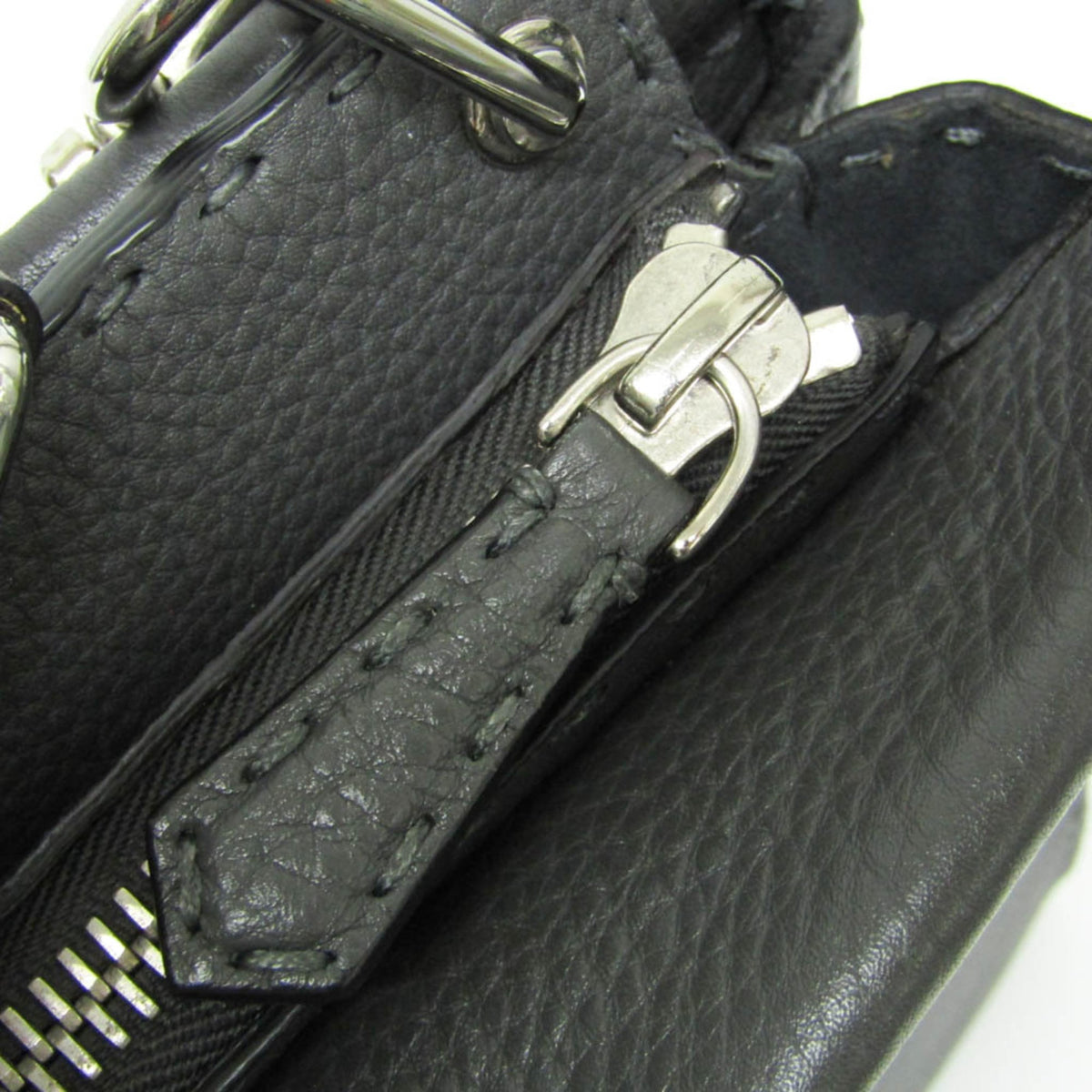 Fendi Monster Selleria Peekaboo Fit Leather Gray Leather Handbag (Pre-Owned)