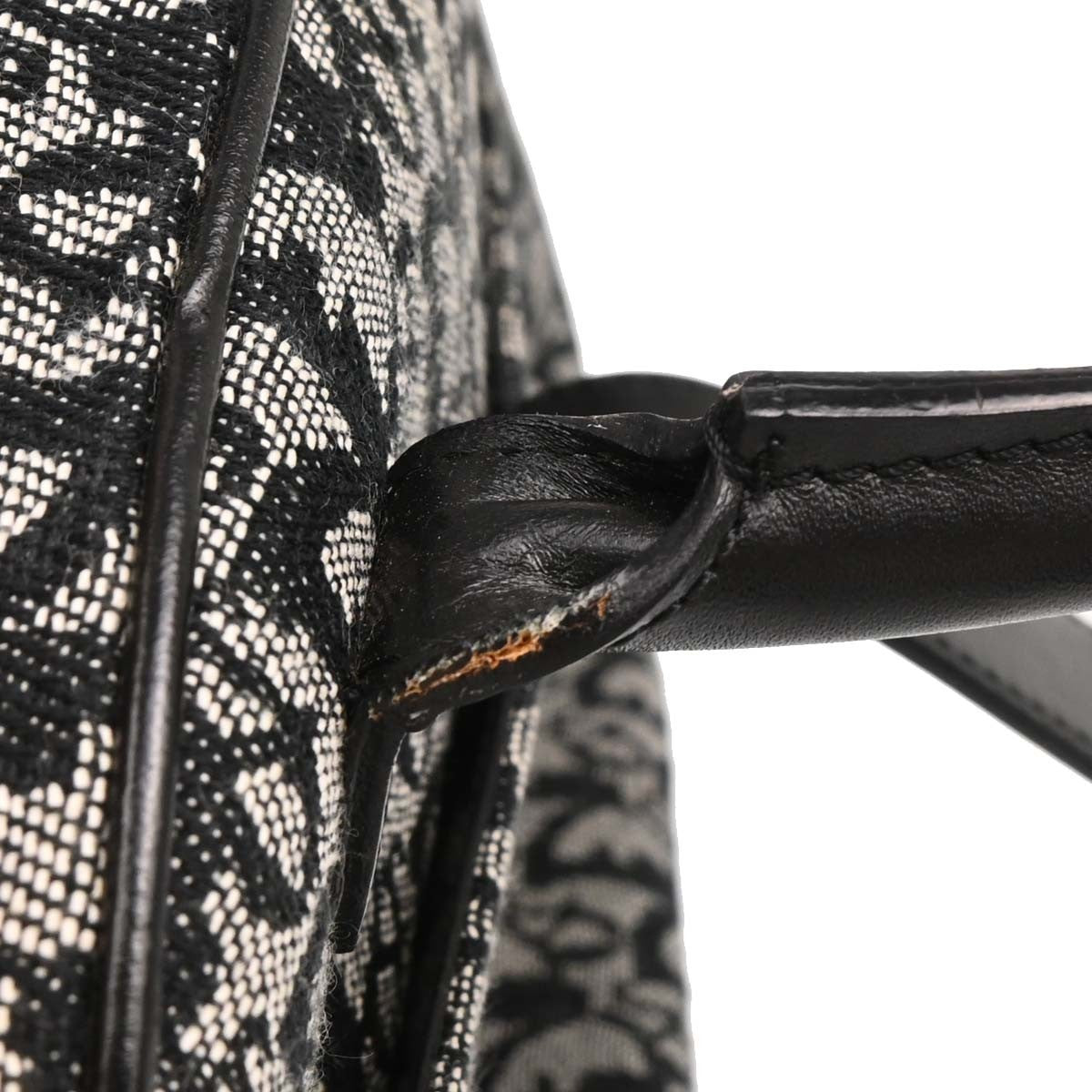 Christian Dior Vintage Saddle Bowler Diorissimo Canvas Black Canvas Handbag (Pre-Owned)