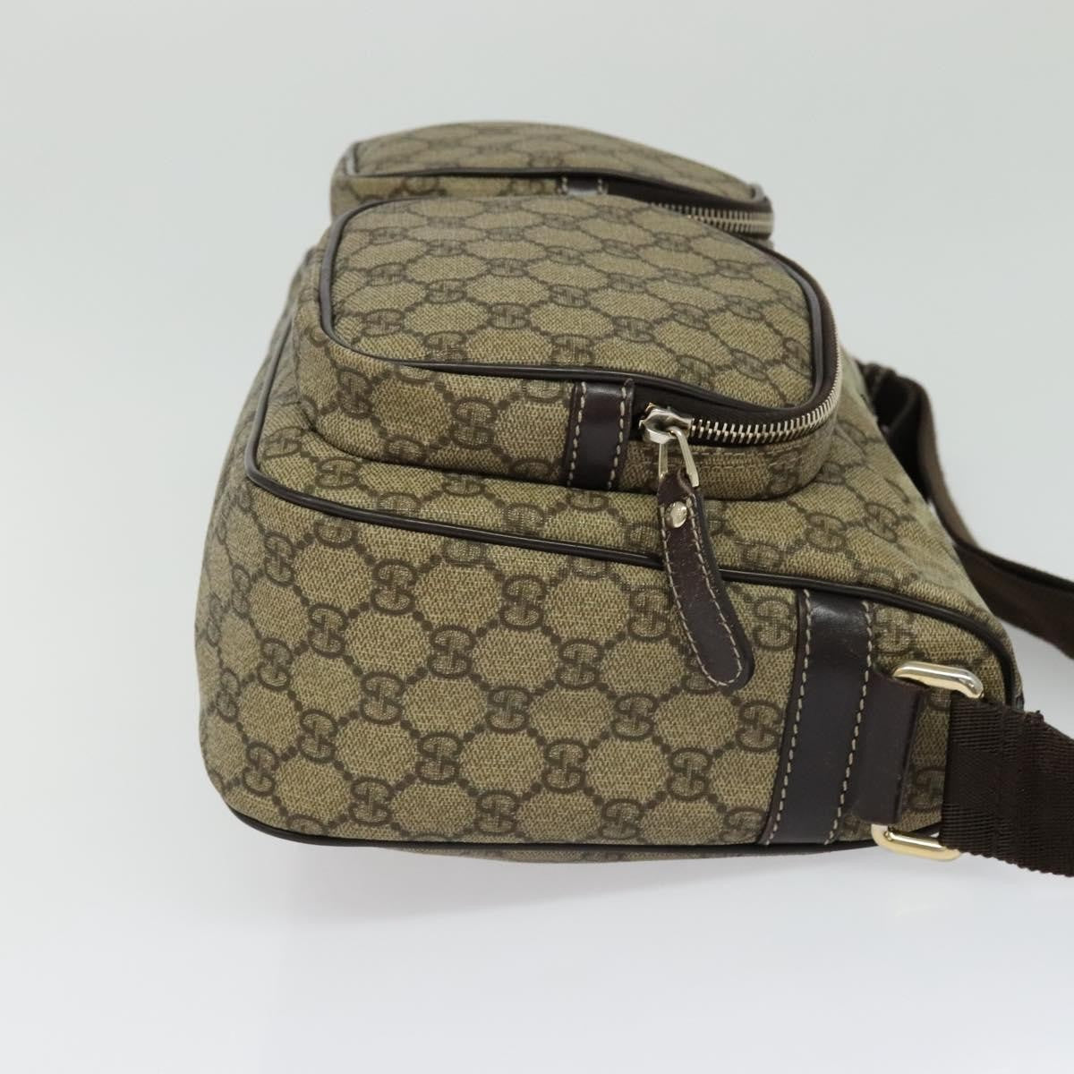 Gucci Double Pocket Messenger Gg Coated Canvas Beige Canvas Handbag (Pre-Owned)