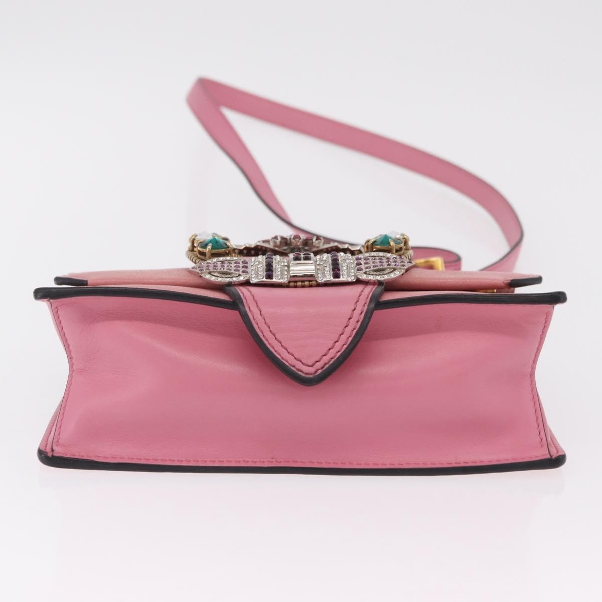 Miu Miu Madras Crystal Buckle Leather Pink Leather Shoulder Bag Bag (Pre-Owned)
