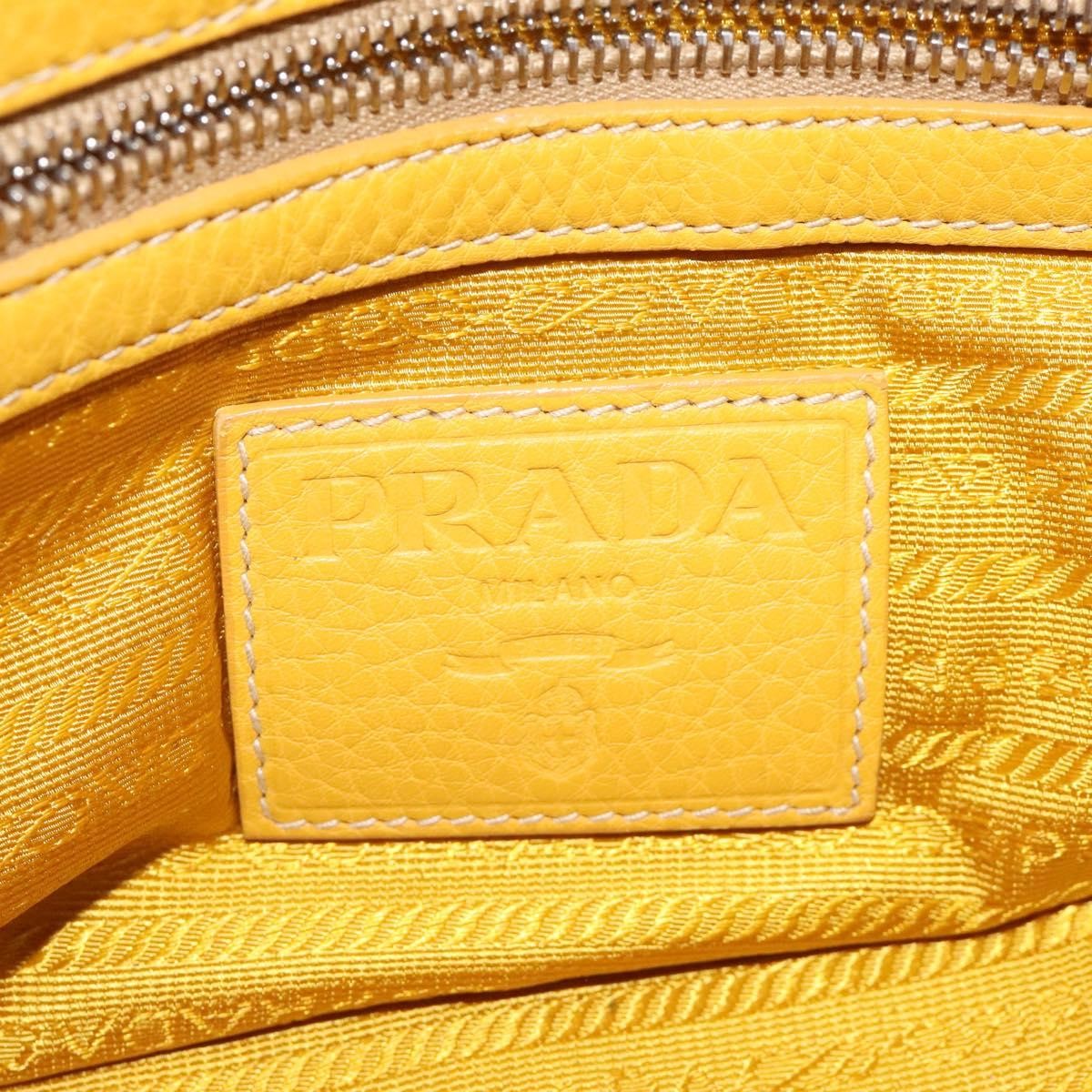 Prada Vintage Leather Yellow Leather Handbag (Pre-Owned)
