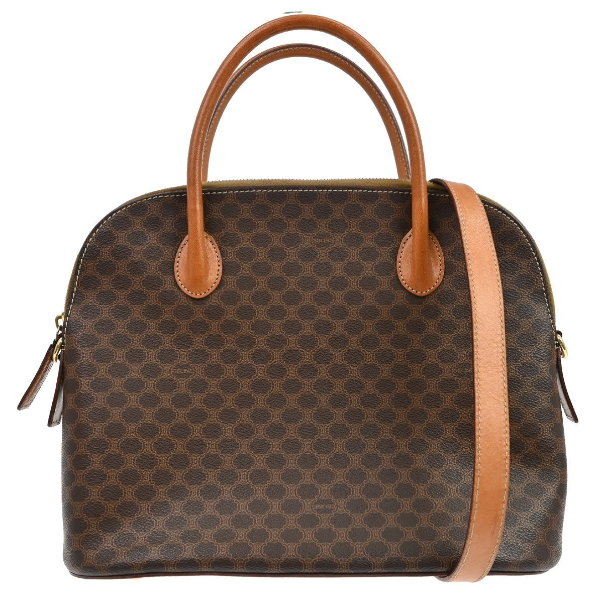 Celine Macadam Leather Brown Canvas Tote Bag Bag (Pre-Owned)