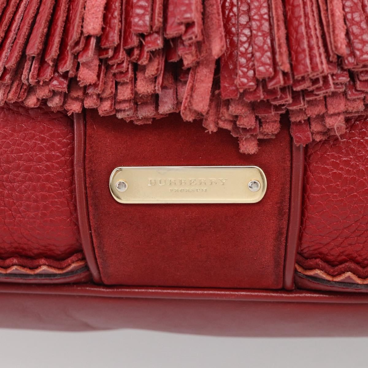 Burberry Hedwig Bowler Leather With Suede Red Leather Handbag (Pre-Owned)