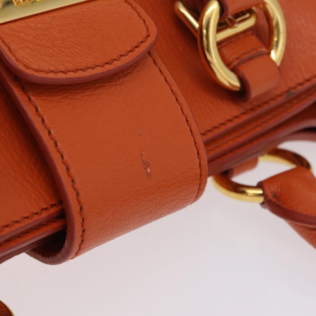 Miu Miu Front Pocket Convertible Satchel Leather Orange Leather Handbag (Pre-Owned)