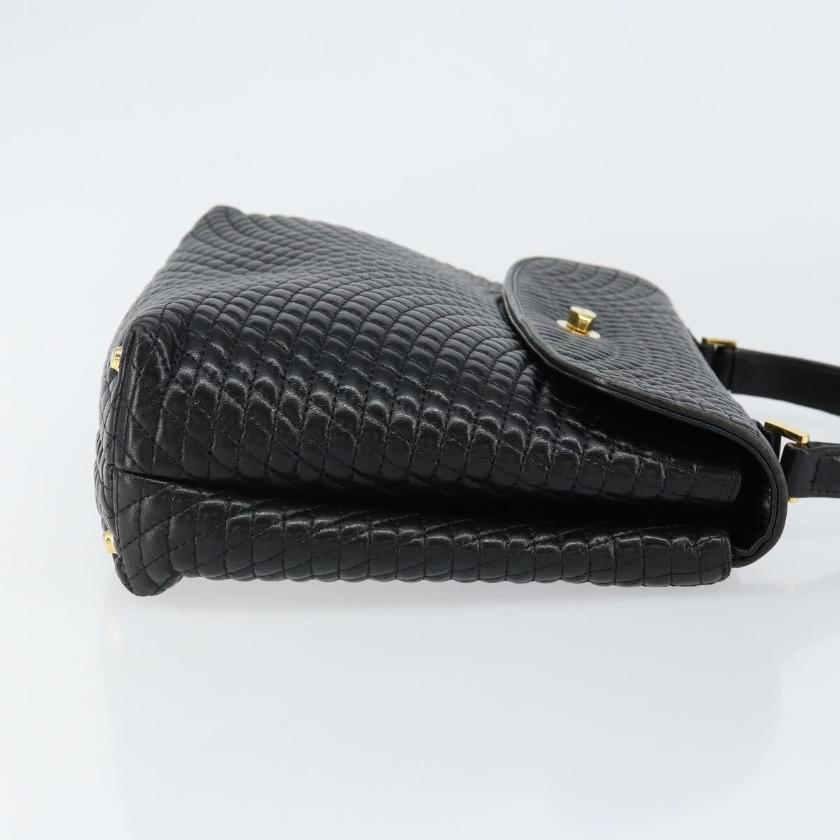 Bally Vintage Quilted Leather Black Leather Handbag (Pre-Owned)