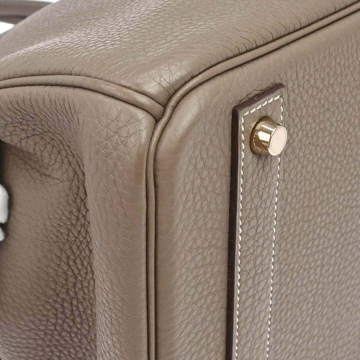 Hermes Birkin Etoupe Togo With Gold Hardware Gray Calfskin Handbag (Pre-Owned)