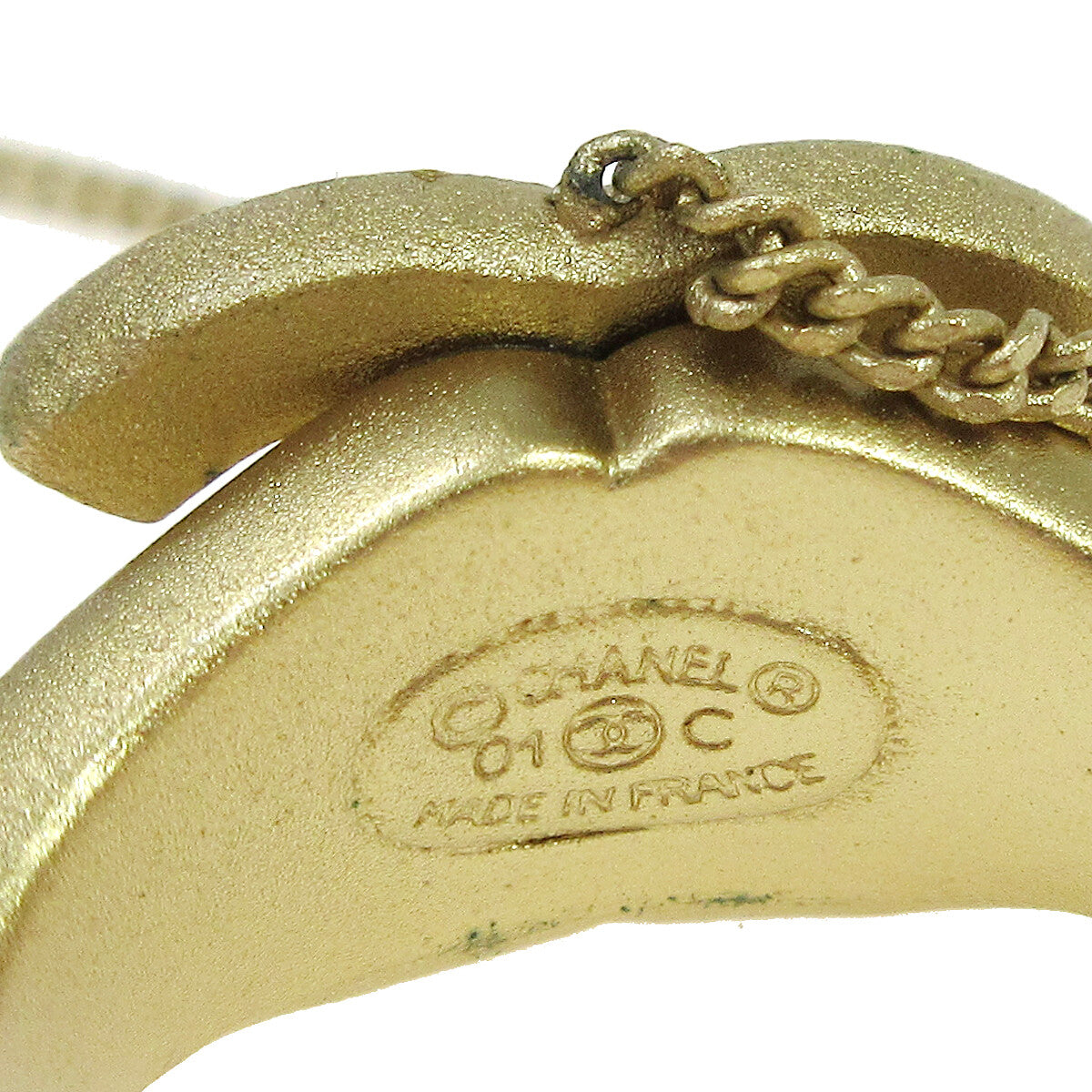 Chanel Logo Cuff With Cc Metal With Crystal Gold Gold Bracelet Jewelry (Pre-Owned)
