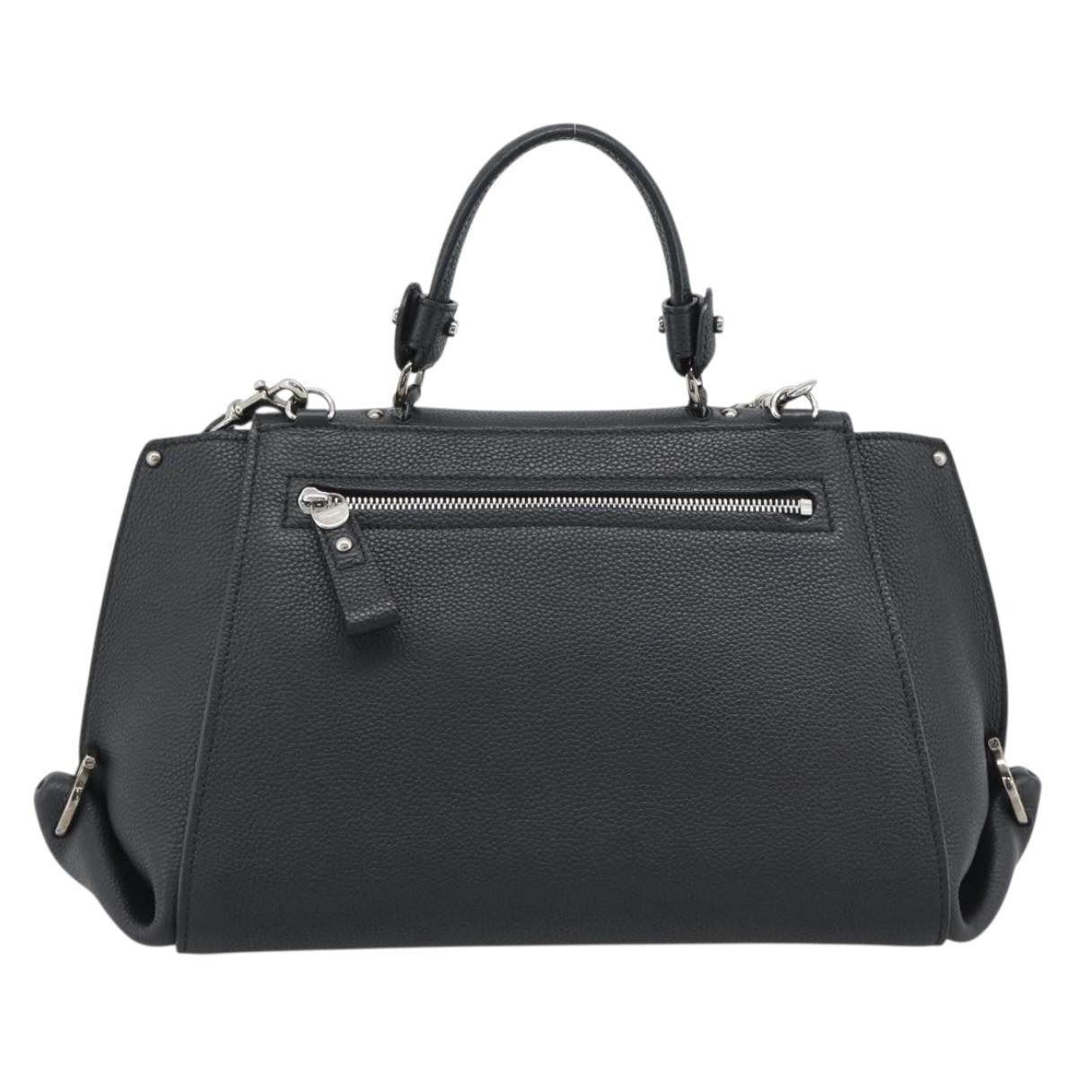 Salvatore Ferragamo Sofia Satchel Grainy Leather Black Leather Handbag (Pre-Owned)