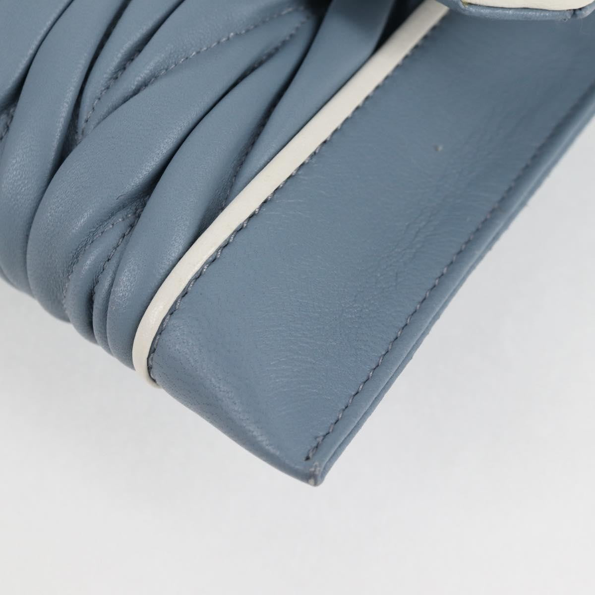 Miu Miu Madras Chain Clutch Matelasse Leather With Glitter Blue Leather Shoulder Bag Bag (Pre-Owned)