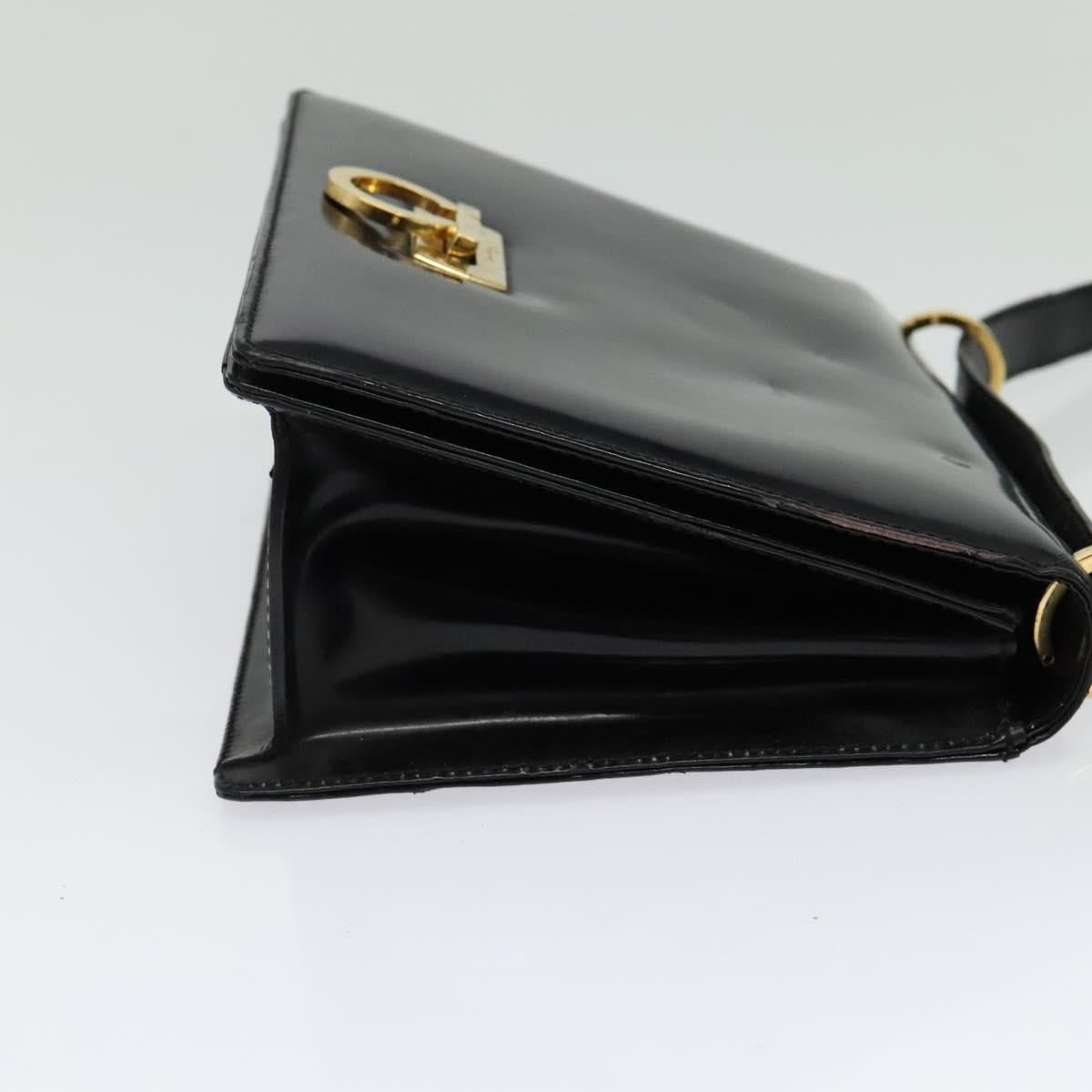 Salvatore Ferragamo Gancini Leather Black Leather Shoulder Bag Bag (Pre-Owned)