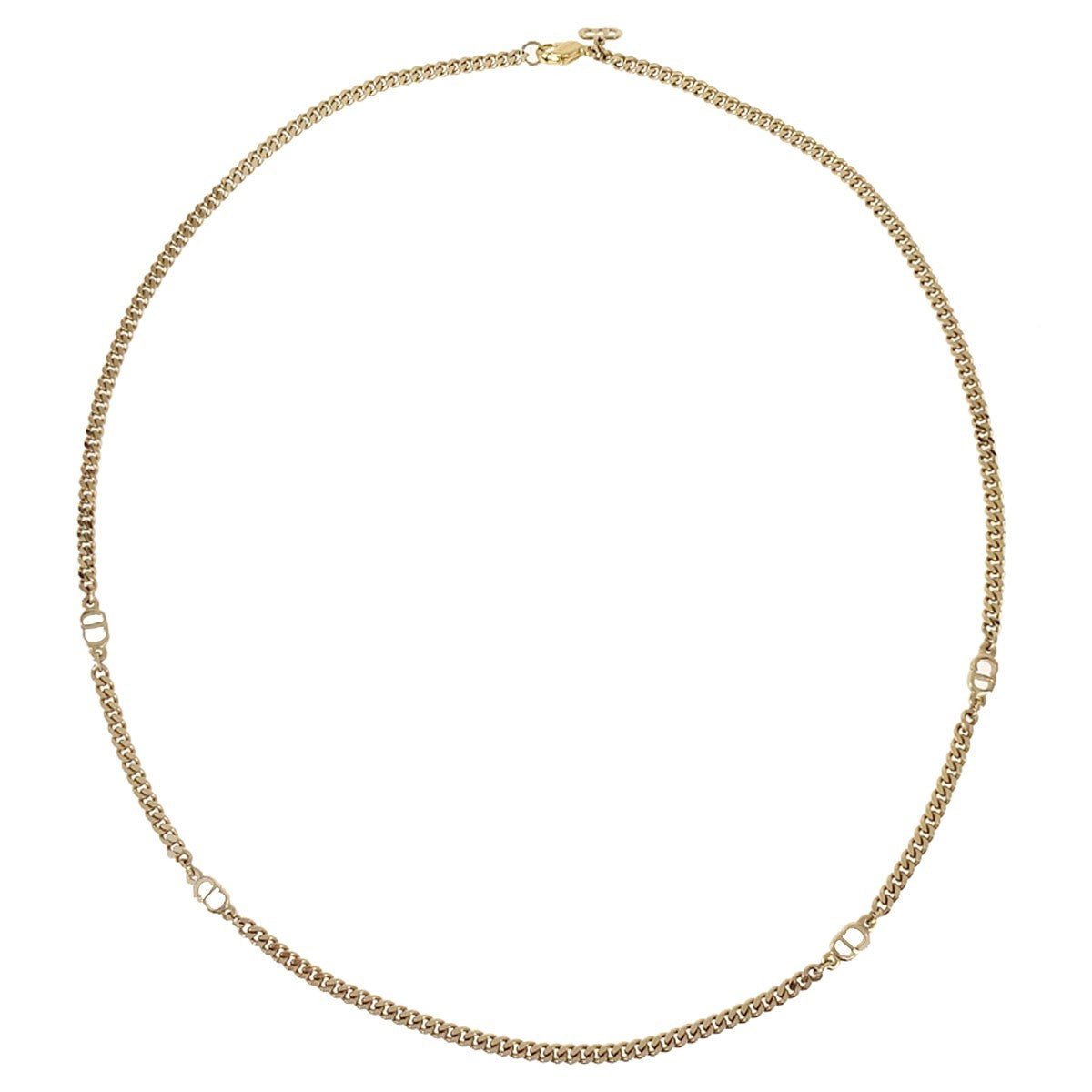 Christian Dior Cd Chain Link Metal Gold Gold_Plated Necklace Jewelry (Pre-Owned)