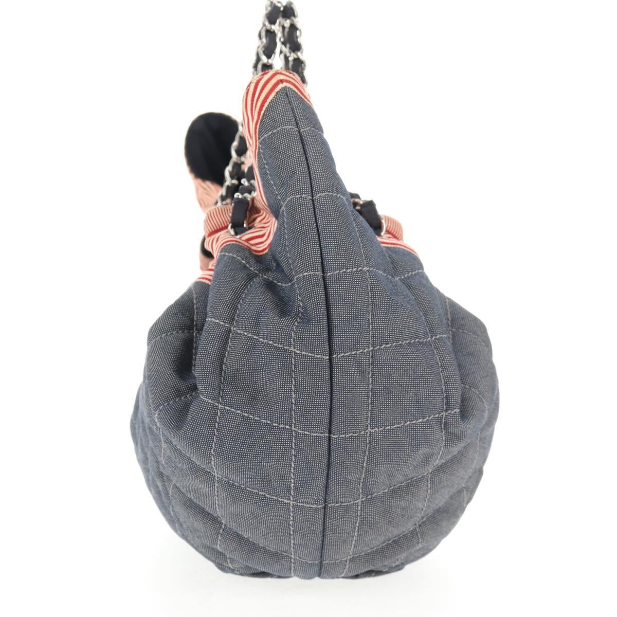 Chanel Stretch Spirit Cabas Quilted Denim Blue Denim_Jeans Bag (Pre-Owned)