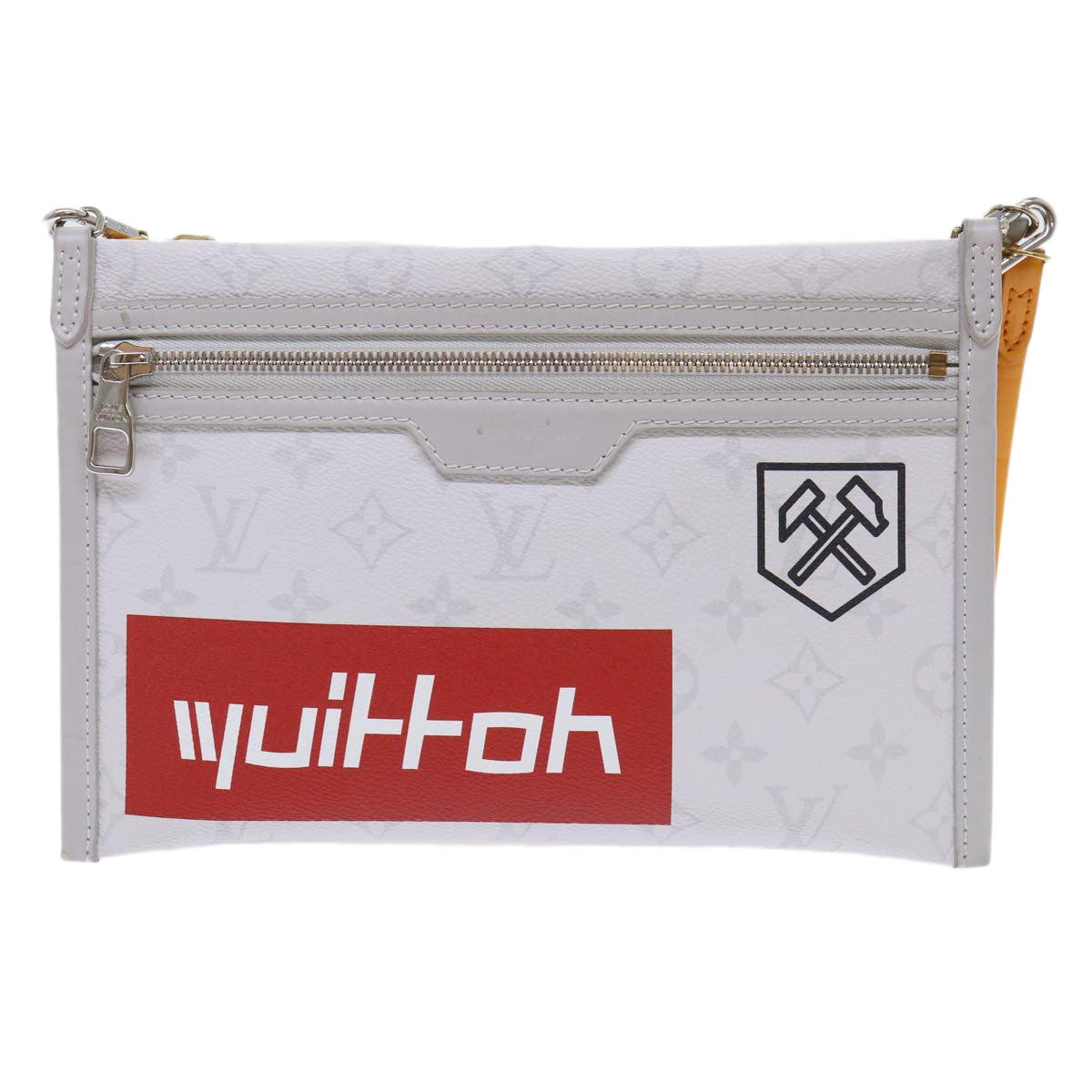 Louis Vuitton Double Flat Messenger Limited Edition Logo Story Monogram Canvas And Denim Multicolour Canvas Clutche & Pouche Bag (Pre-Owned)