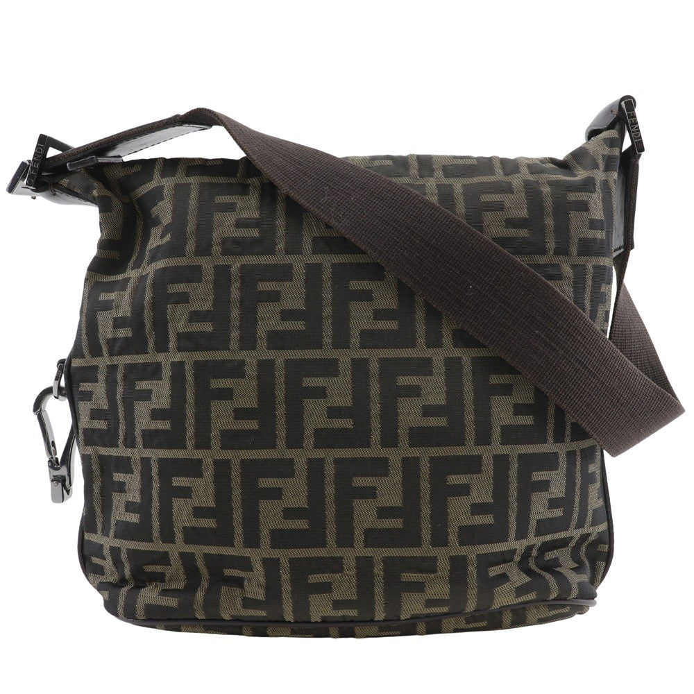 Fendi Logo Zucca Zucca Brown Canvas Shoulder Bag Bag (Pre-Owned)