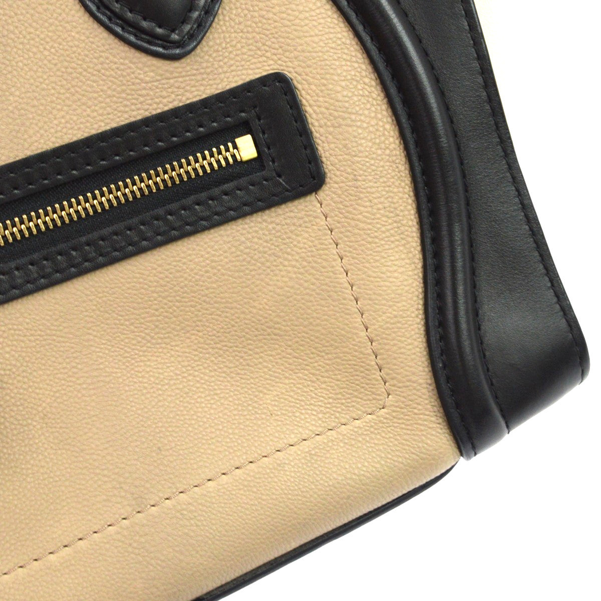 Celine Tricolor Luggage Leather Beige Leather Handbag (Pre-Owned)