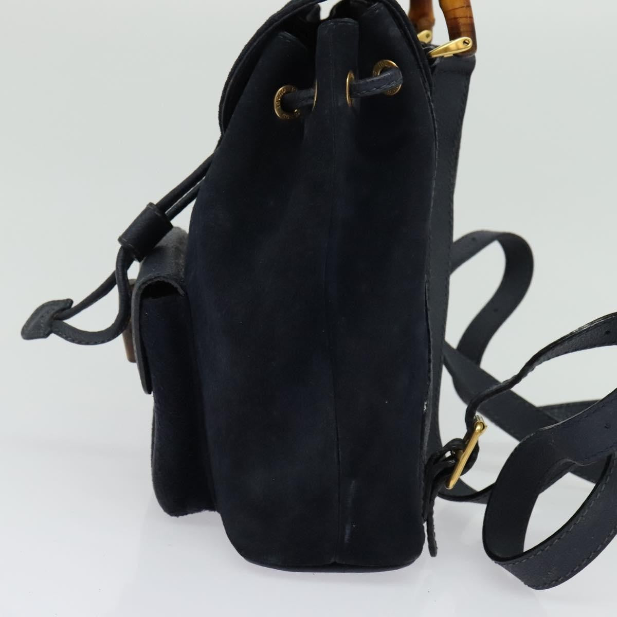 Gucci Gucci Bamboo Daim Navy Suede Backpack Bag (Pre-Owned)