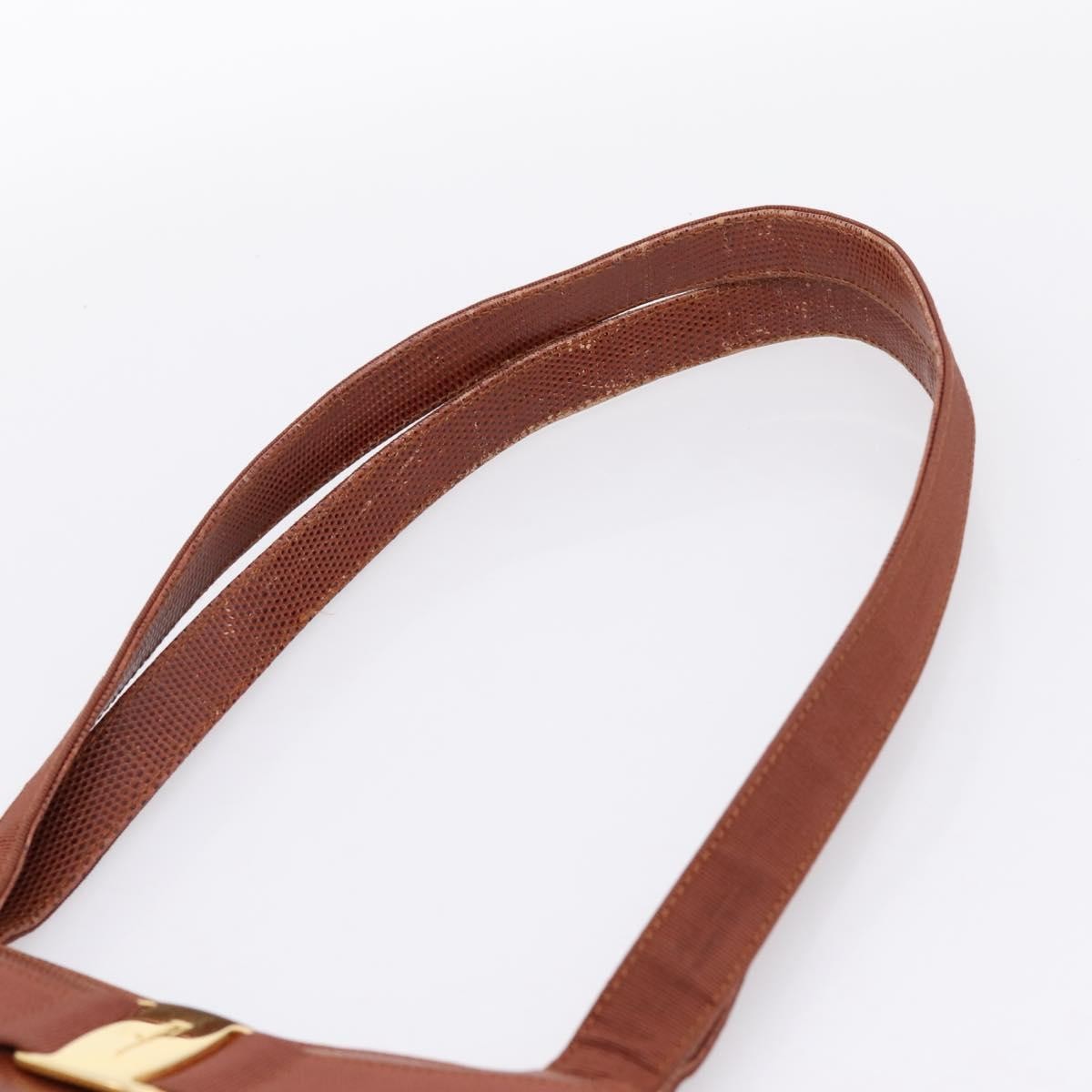 Salvatore Ferragamo Vala Tote Embossed Leather Brown Leather Tote Bag Bag (Pre-Owned)