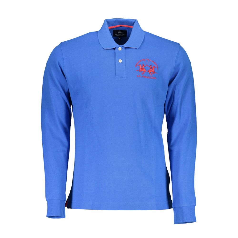La Martina Elegant Long-Sleeved Polo in Chic Men's Blue