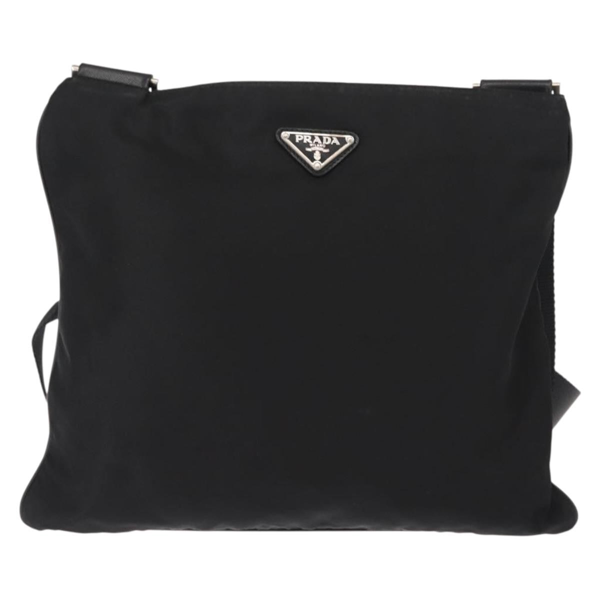 Prada Flat Messenger Tessuto Black Nylon Shoulder Bag Bag (Pre-Owned)